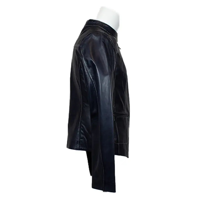 Women's Snap Collar Lamb Leather Jacket - Genuine Plonge Leather, Stylish & Comfortable for Casual Outings, Date Nights & Fall Fashion
