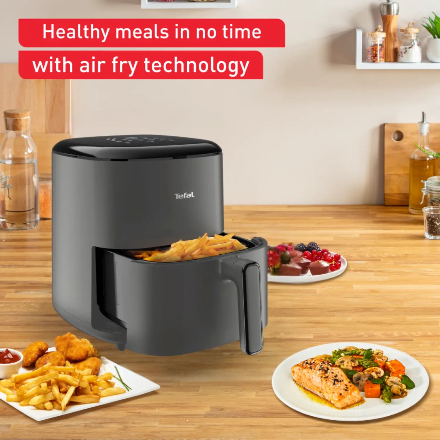 Tefal Easy Fry Max 5L Air Fryer EY245H - Healthy Oil-Free Cooking, Large Capacity, Digital Touchscreen - Perfect for Family Meals, Snacks & Quick Dinners