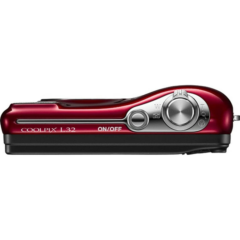 Nikon COOLPIX L32 16MP Digital Camera with 5x Optical Zoom - Red | Compact Point & Shoot Camera for Travel, Family Events & Everyday Photography