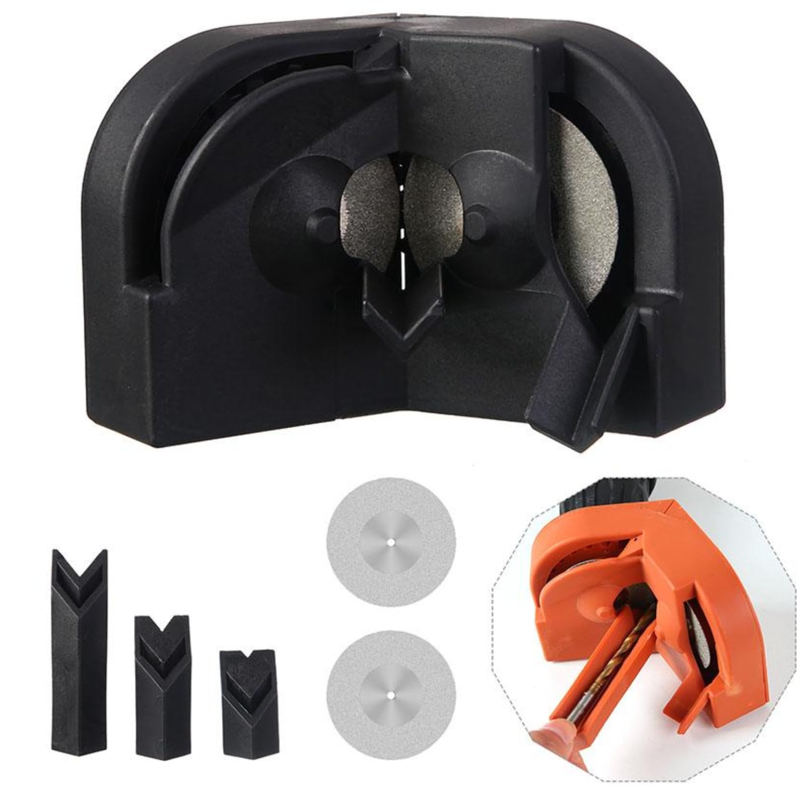High-Speed Steel Drill Bit Sharpener - Portable Twist Drill Grinder for Masonry, Carbide, Cobalt & Tin-Coated Bits (1pc, Black) - Perfect for DIY Projects, Woodworking & Metalworking
