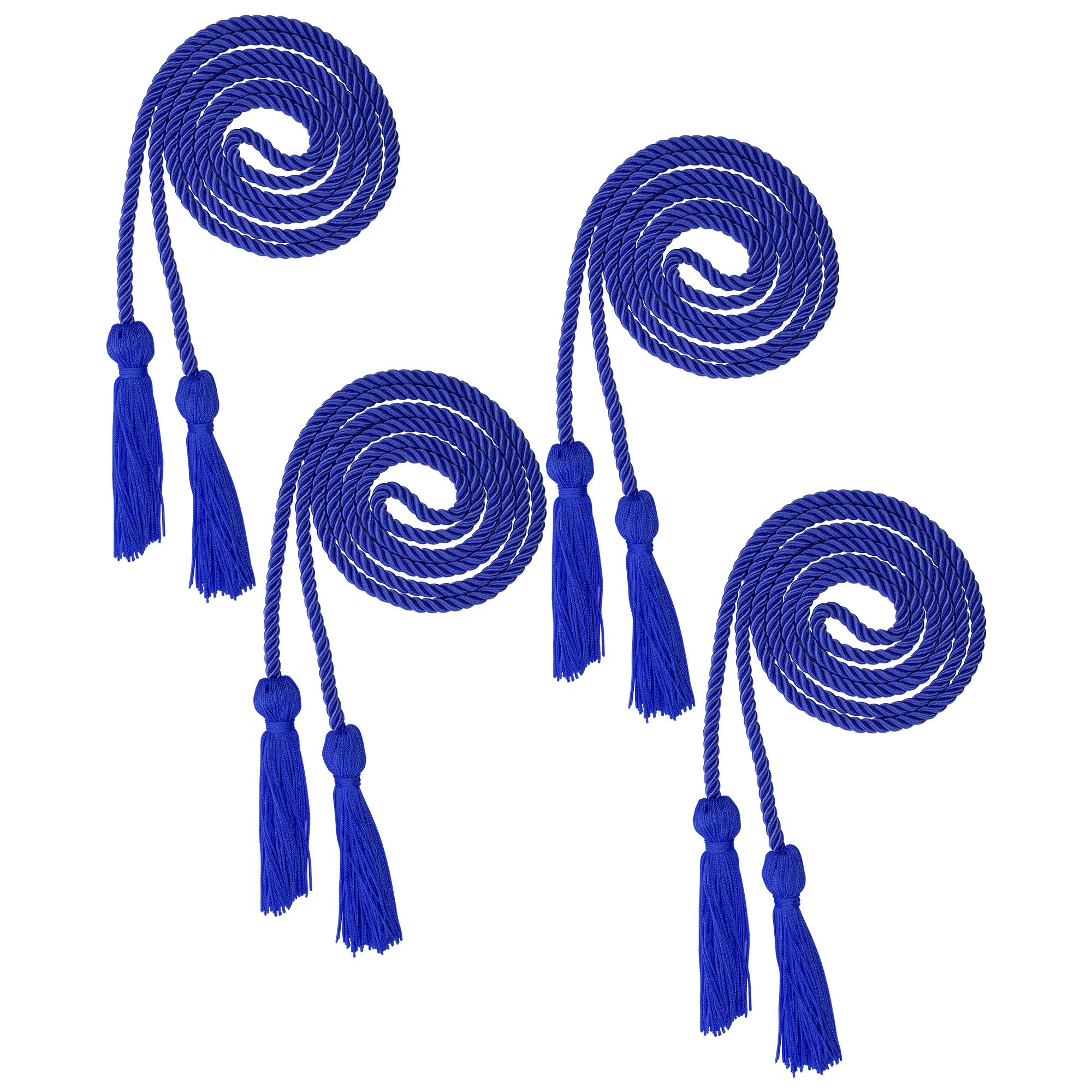 Beautyflier® 4-Pack Graduation Honor Braided Cords with Sewing Tassels - Polyester Yarn Honor Cords for Bachelor Gowns - Perfect for Graduation Ceremonies, Commencement Events & Academic Achievements (Blue, 4 Pieces)