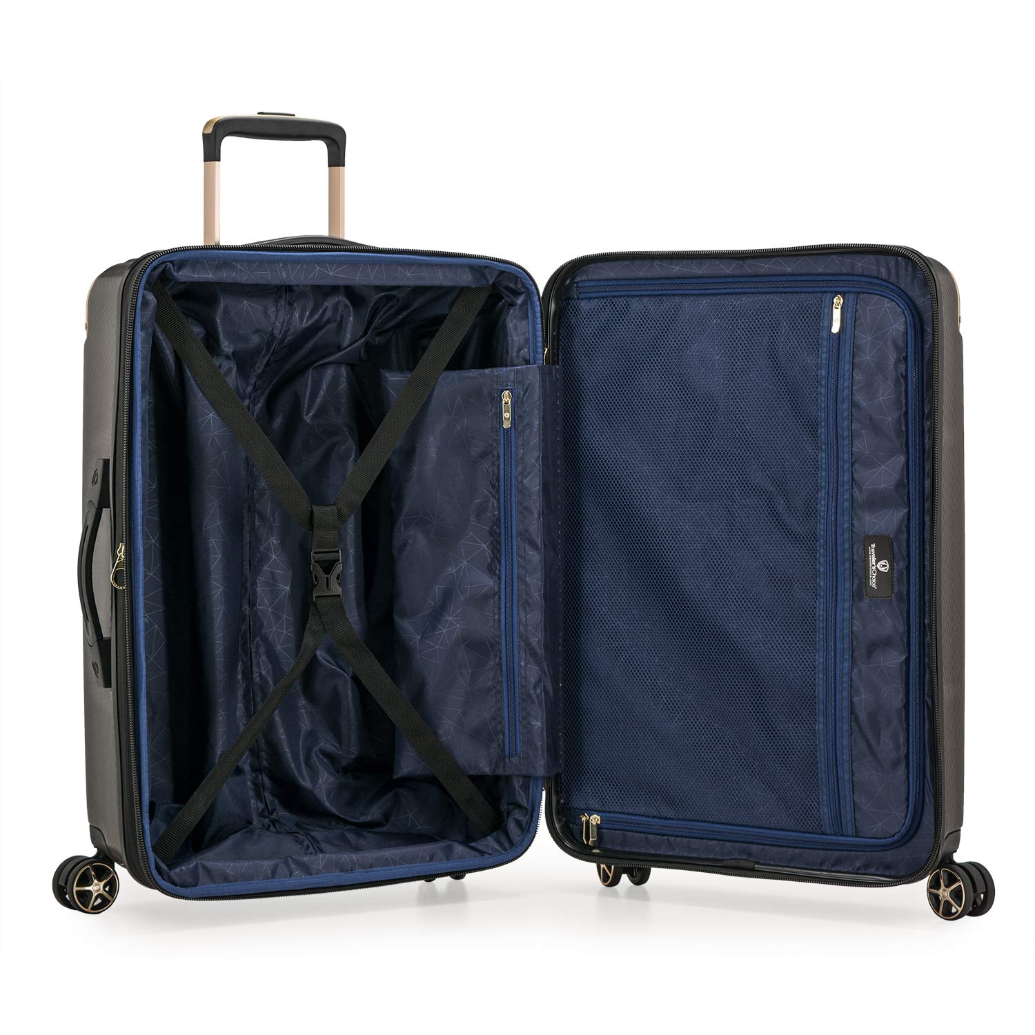 Traveler's Choice New London II Expandable Hardside Spinner Luggage 26-Inch Checked Medium Suitcase - Lightweight Durable Gray Carry-On for Air Travel, Business Trips & Vacation Packing