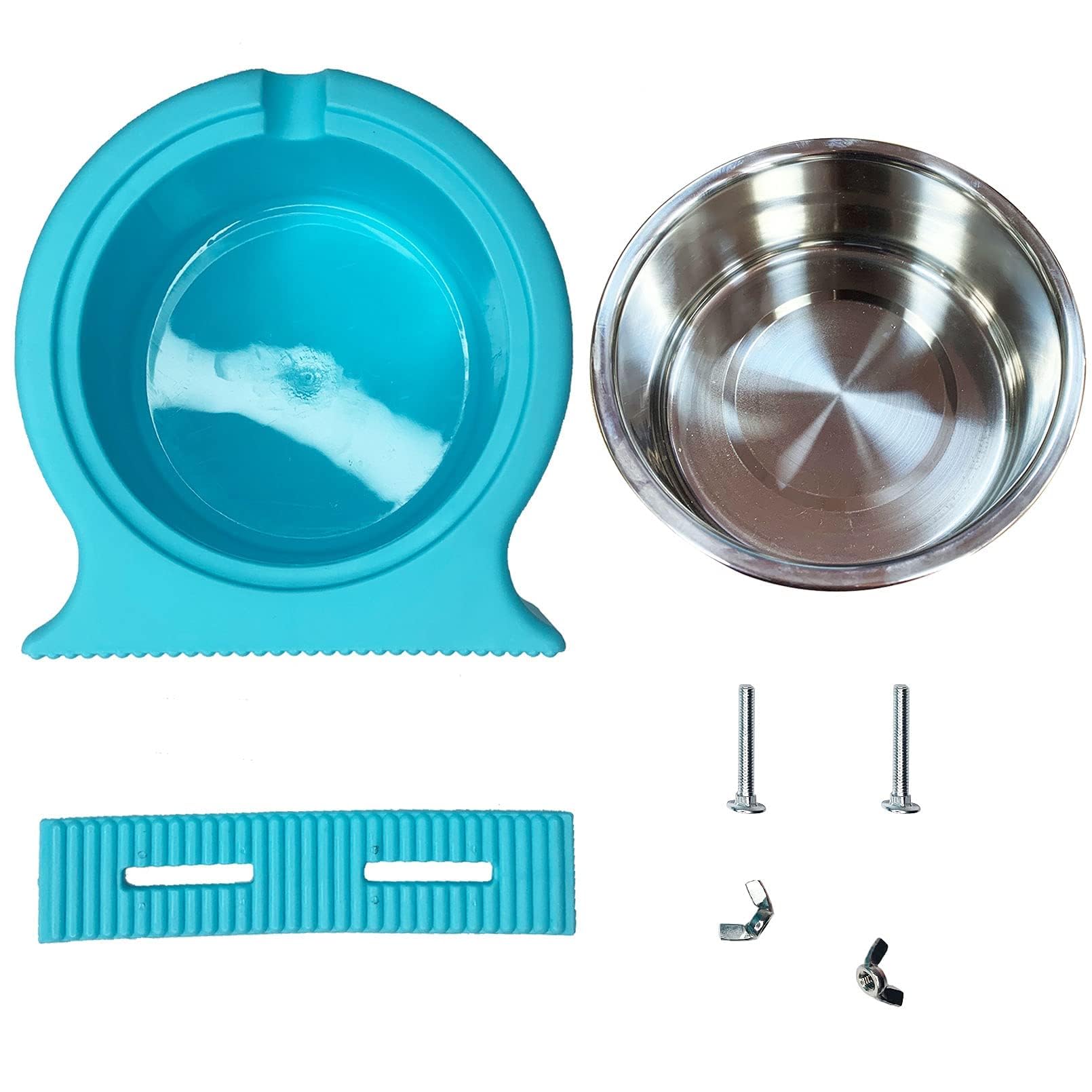 Kathson 2 Pack Stainless Steel Hanging Pet Bowls - Removable Food & Water Dish for Dogs, Cats, Rabbits, Birds & Small Animals | Perfect for Cages, Crates & Coops