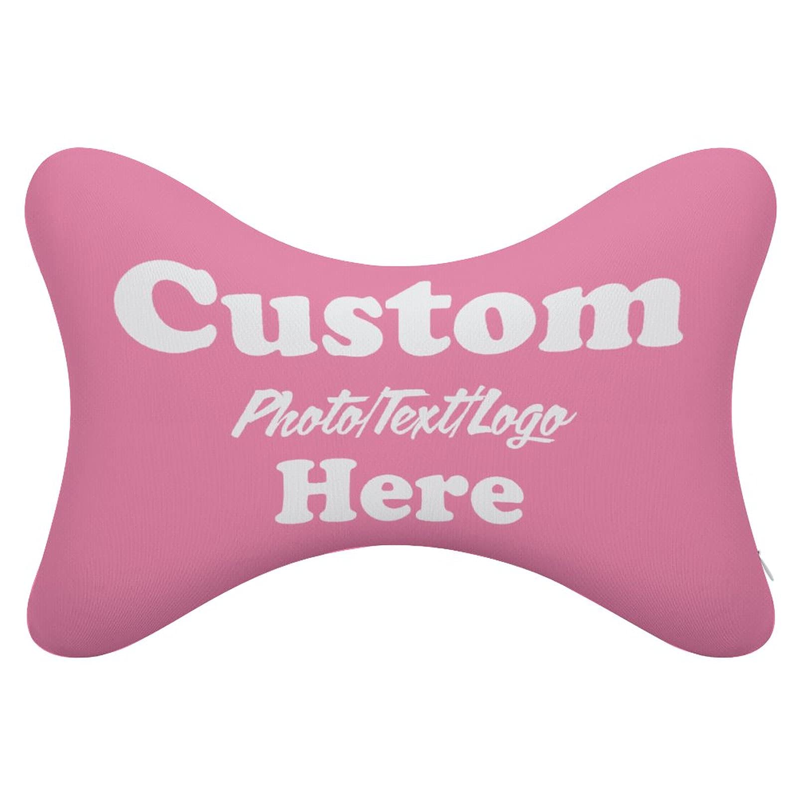 Custom Memory Foam Car Headrest Pillow with Personalized Text/Image - 2 Pack Pink Neck Support for Travel, Office & Home Use - Ergonomic Vehicle Seat Cushion for Comfort & Pain Relief