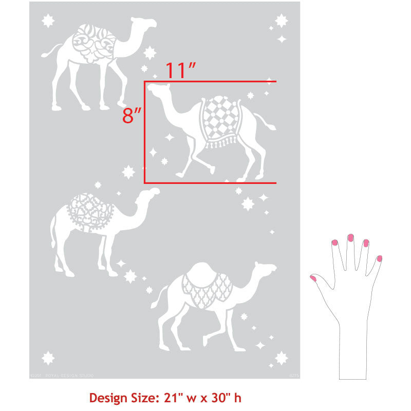 Camel Safari Wall Stencil - Reusable DIY Wall Painting Template for Home Decor, Kids Room & Nursery - Perfect for Bedroom, Living Room & Nursery Wall Art Projects