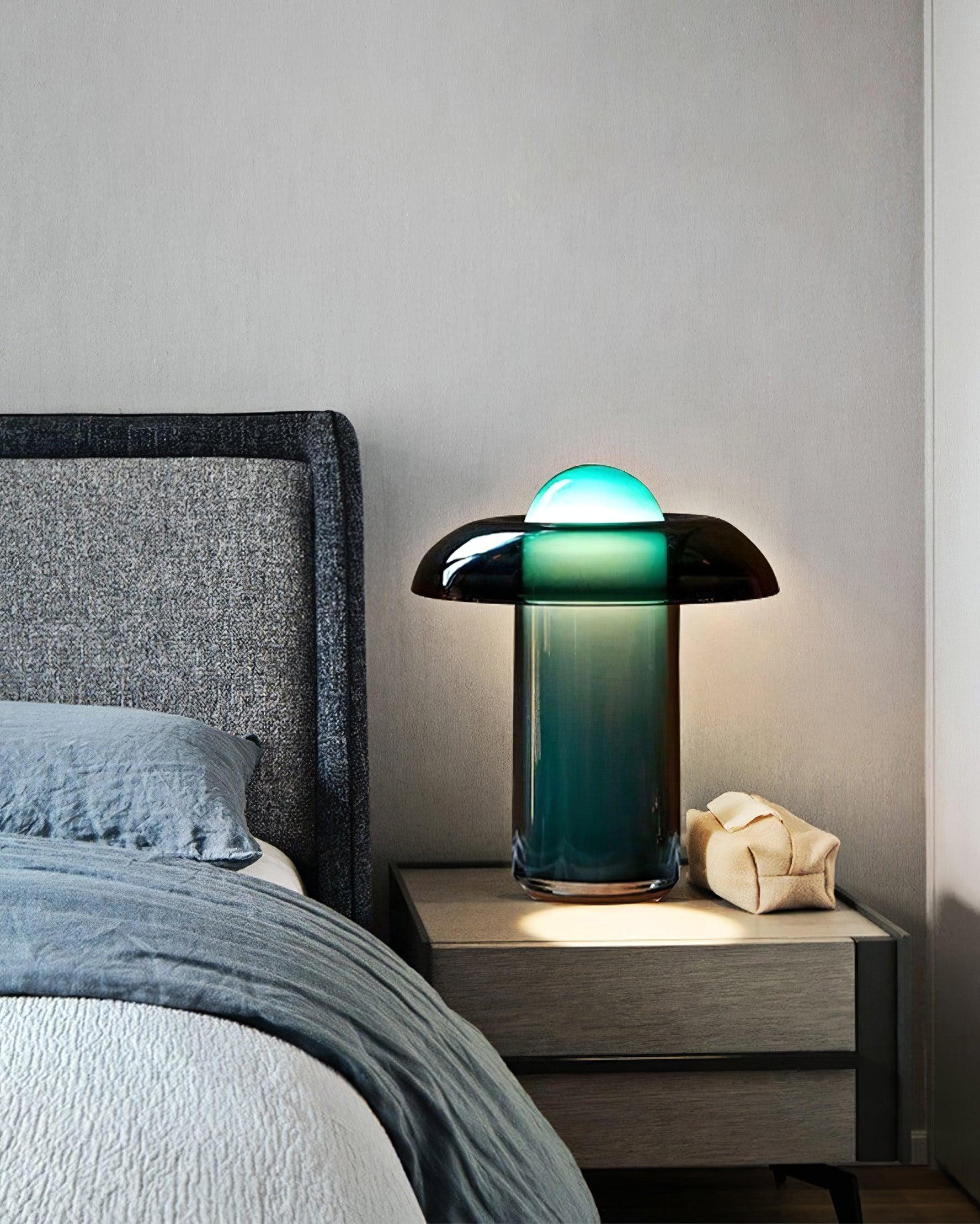 Modern Glass Mushroom Table Lamp - Elegant Bedside & Living Room Decor for Cozy Ambiance