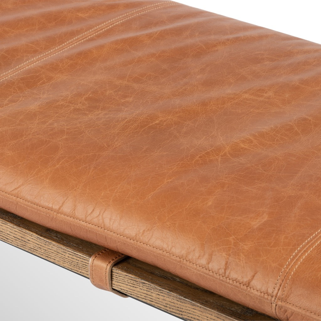 Gabine Accent Bench in Brandy - Stylish Upholstered Entryway Bench for Living Room, Bedroom, or Hallway Decor