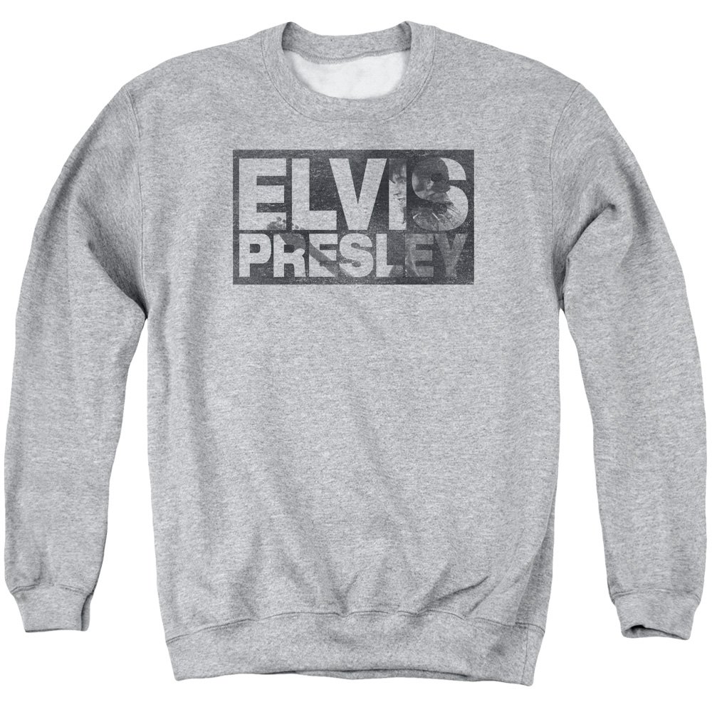 Elvis Presley Block Letters Adult Crewneck Sweatshirt - Vintage Rock Music Fan Apparel for Men & Women - Perfect for Concerts, Gifts & Casual Wear