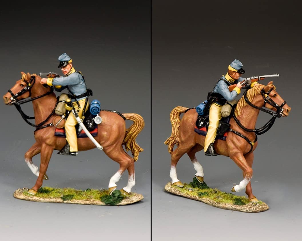 King & Country CW112 Confederate Cavalry Trooper Aiming Carbine - 1:30 Scale Pewter American Civil War Toy Soldier | Collectible Military Miniature for History Enthusiasts & Diorama Displays