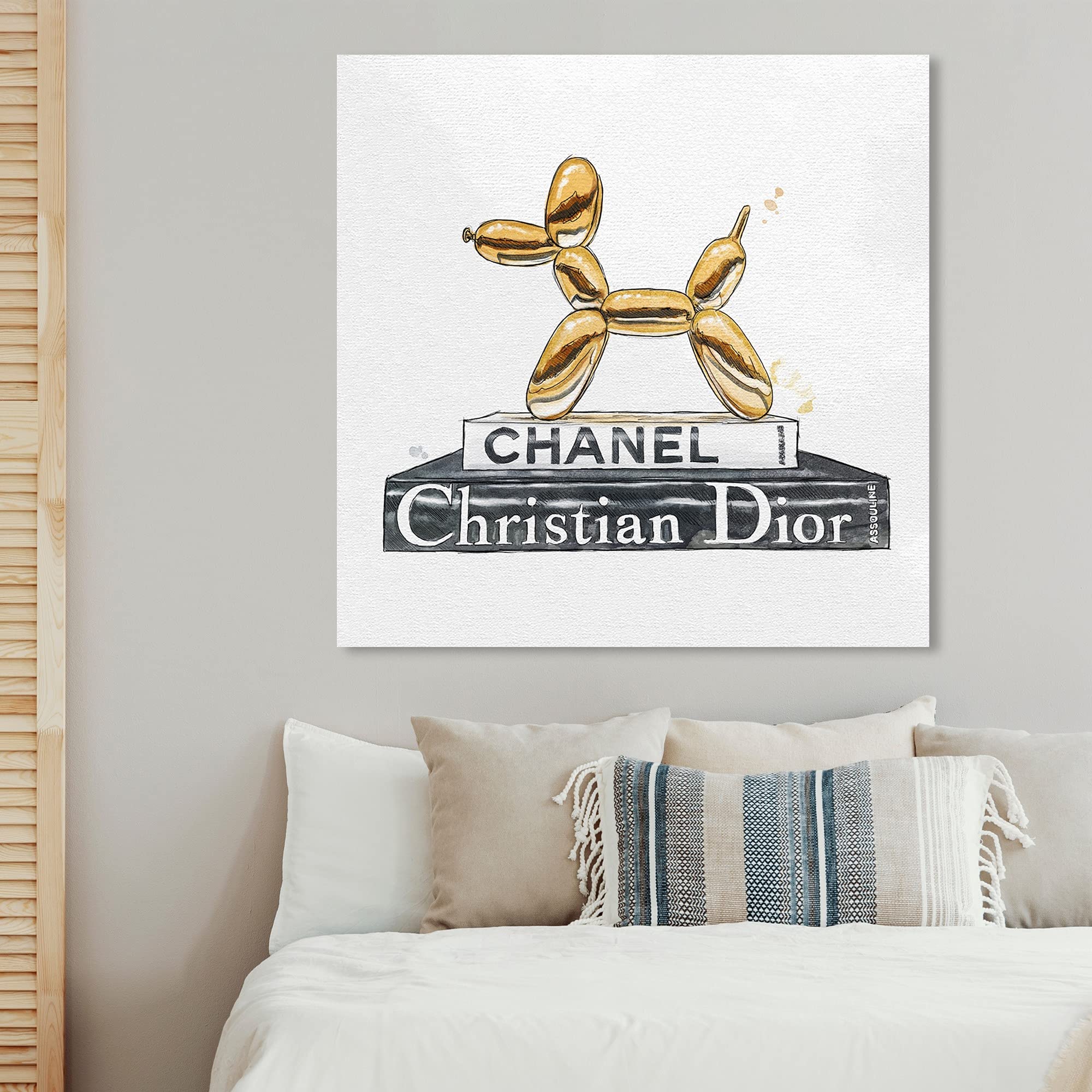 Oliver Gal Artist Co. Fashion & Glam Wall Art Canvas Print - Balloon Dog Library Books Decor for Living Room, Bedroom & Office
