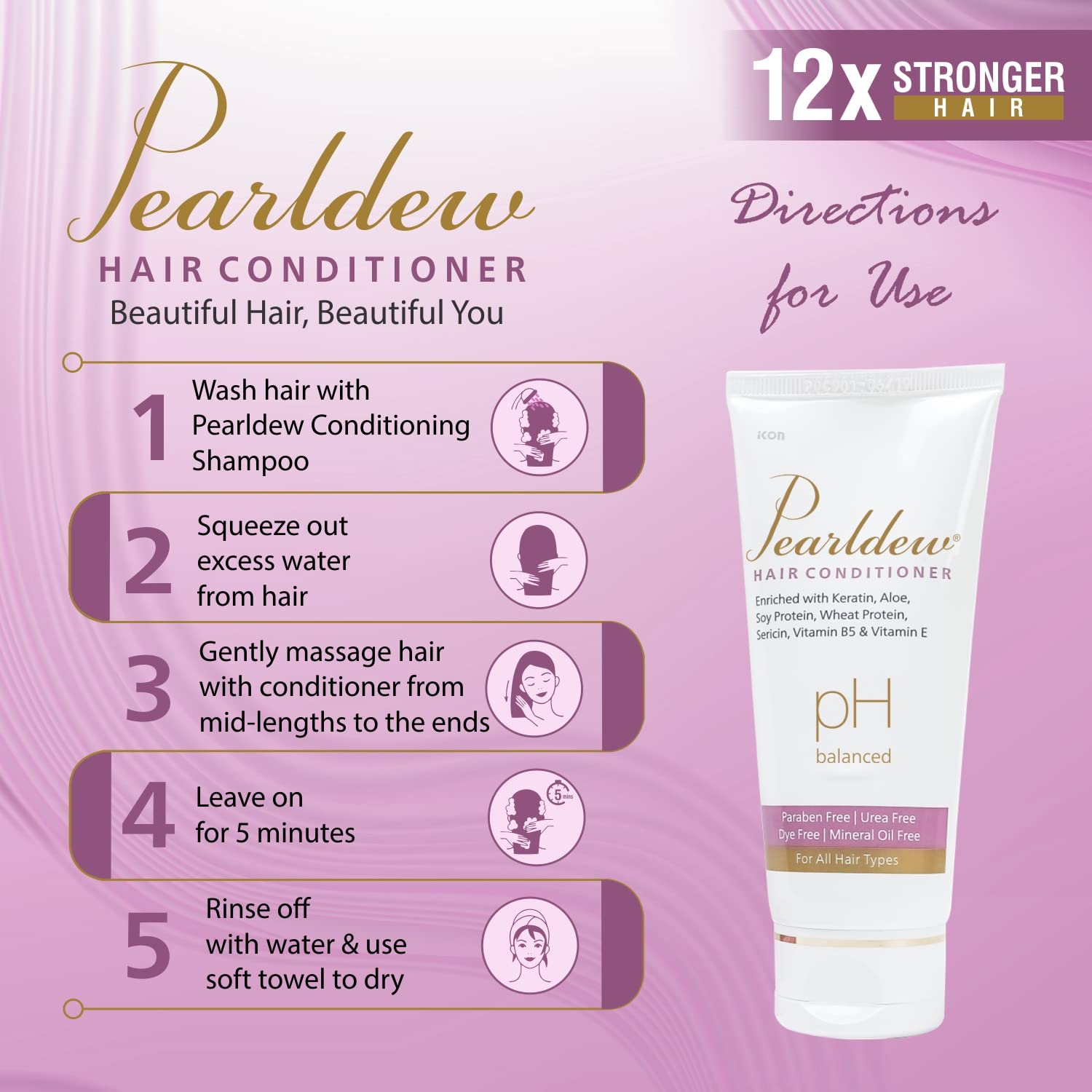 Pearldew Keratin & Aloe Vera Hair Conditioner 100ml - Sulfate & Paraben Free, Soy Protein Enriched for Deep Hydration & Repair - Perfect for Dry, Damaged Hair at Home or Salon Use