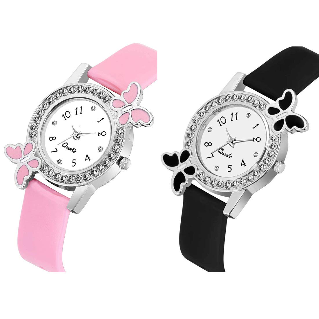 HIRA Black and Pink Butterfly Dial Women's & Girls Watches - Stylish Fashion Timepiece for Casual Wear, Office, and Special Occasions