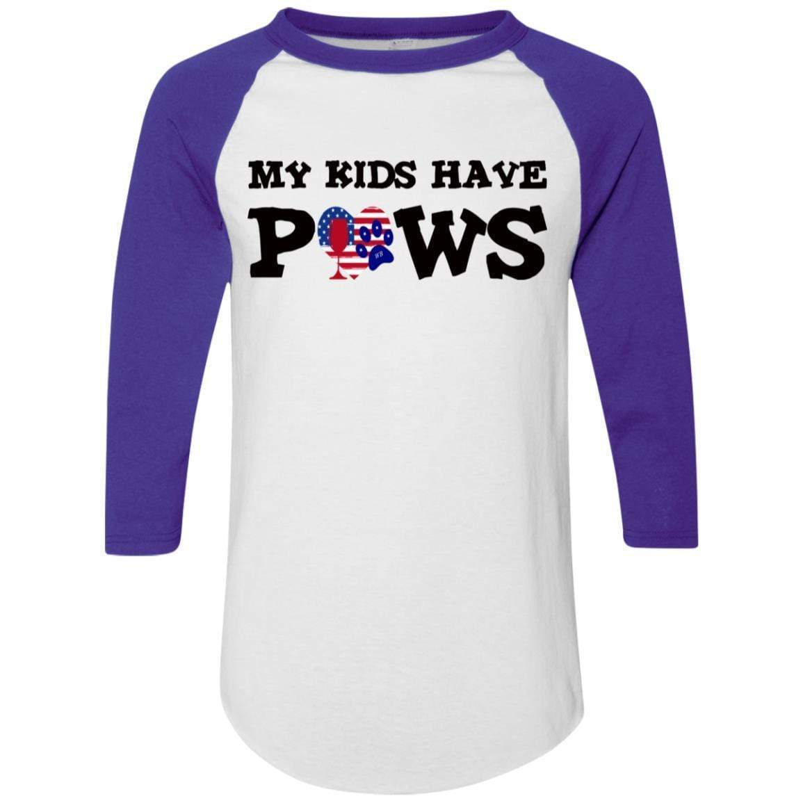 My Kids Have Paws Colorblock Raglan Jersey - Funny Dog Lover T-Shirt for Women | WineyBitches.Co | Perfect for Pet Owners, Dog Moms & Animal Lovers