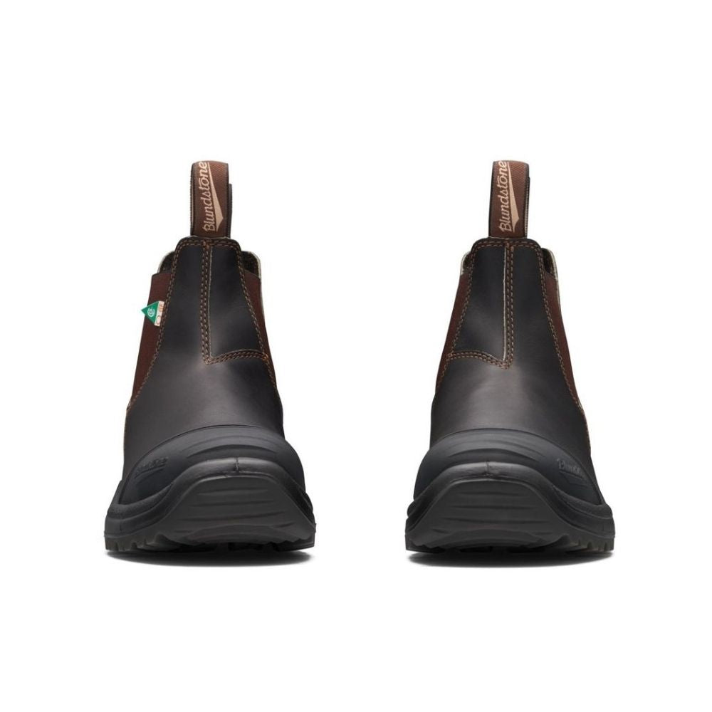 Blundstone 167 Unisex Slip-On Steel Toe Work Boots - Safety Shoes with Rubber Toe Cap, Stout Brown - Perfect for Construction, Warehouse & Outdoor Work