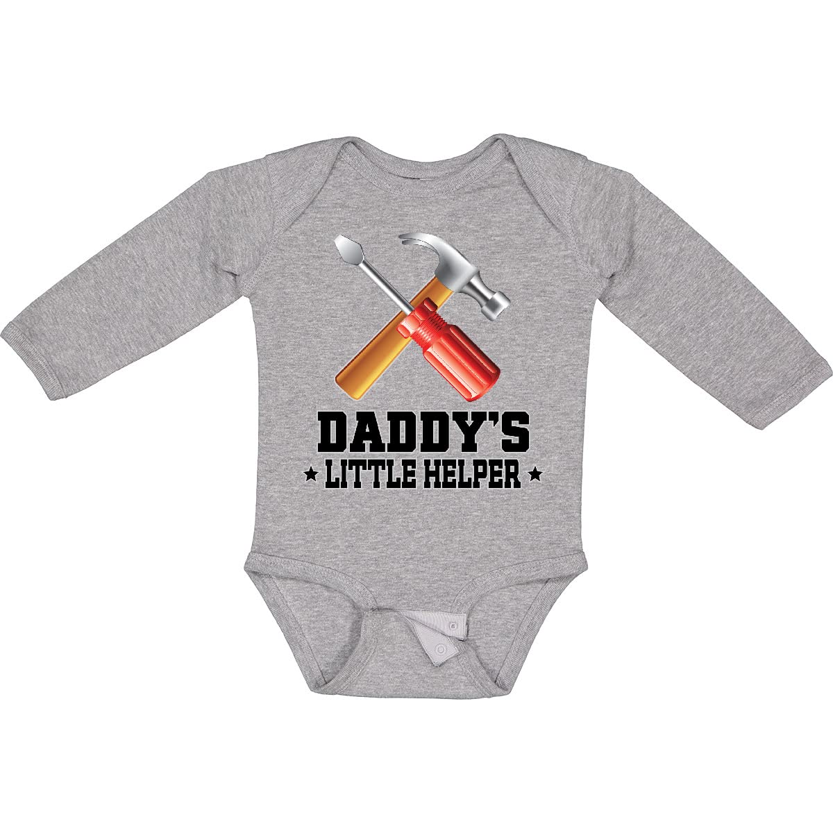 Inktastic Daddy's Little Helper Outfit - Cute Baby Long Sleeve Bodysuit with Tools Design | Perfect for Father's Day, Baby Showers & Family Photos
