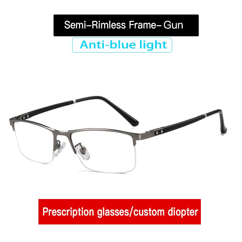 Aidien Men's Custom Lens Semi-Rimless Alloy Frame Eyeglasses AR5055 - Lightweight & Durable Glasses for Work, Reading & Everyday Use