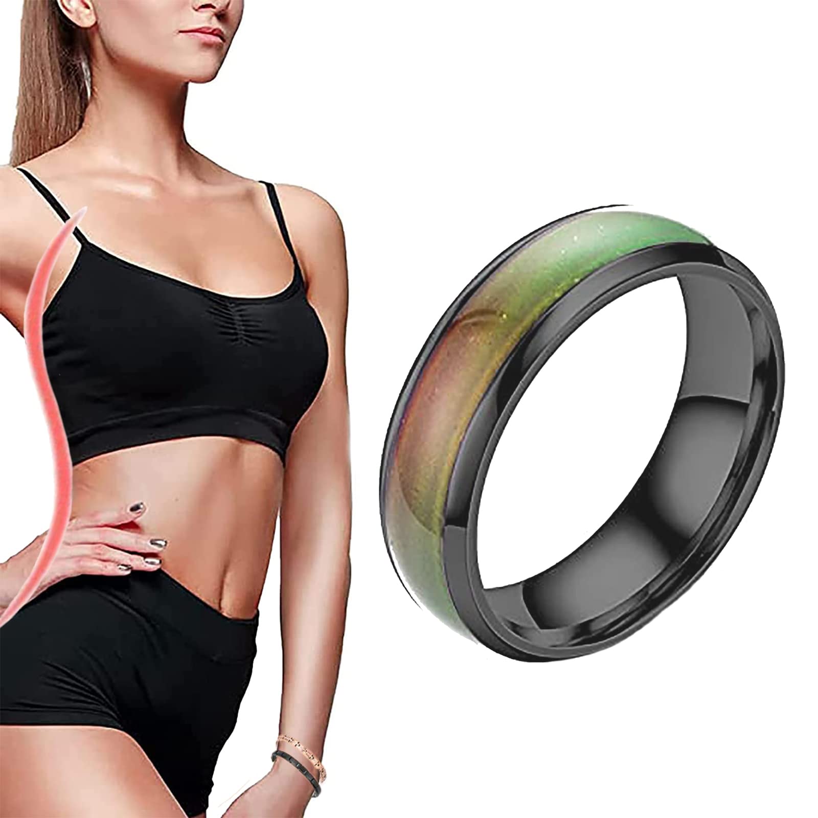Anis'OMI Lymphvity Thermotherapeutic Ring - Color Changing Mood Ring with Thermochromic Stones for Women & Men - Black (#6) | Stress Relief, Emotional Balance & Fashion Accessory for Daily Wear, Gifts & Meditation