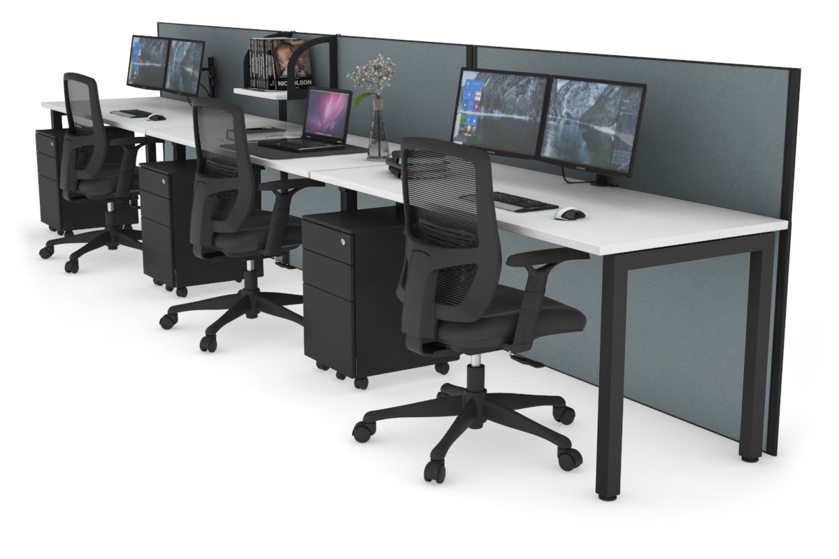 Horizon Quadro 3-Person Office Workstation with Square Legs - 70.9