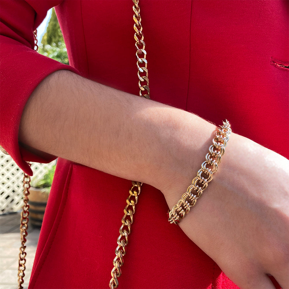 9ct Yellow Gold & Rose Gold Curb Chain Bracelet for Women - Elegant & Durable Jewelry Gift for Birthday, Anniversary & Special Occasions