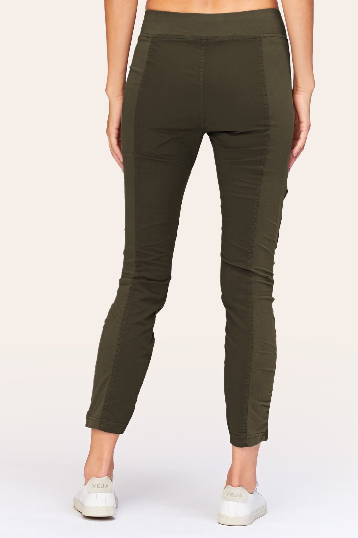 Malanda Women's Olive Green High Waisted Pants - Comfortable Stretchy Trousers for Work, Office & Casual Wear