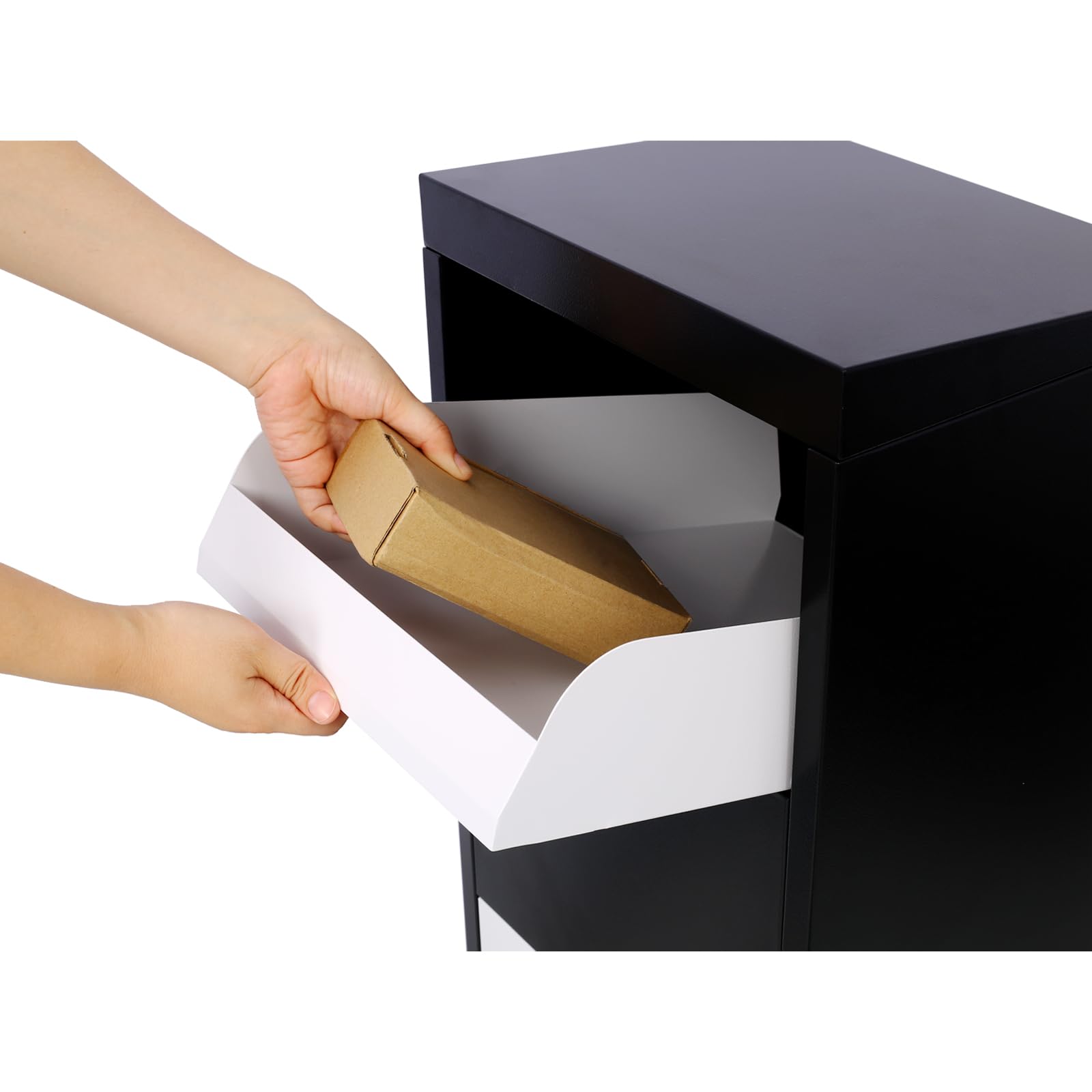 Galvanized Steel Outdoor Package Delivery Box with Secure Code Lock & Mounting Hardware - 14'' x 11.3'' x 42'' Parcel Mailbox for Porch, Yard or Curbside - Perfect for Secure Package Delivery & Theft Prevention
