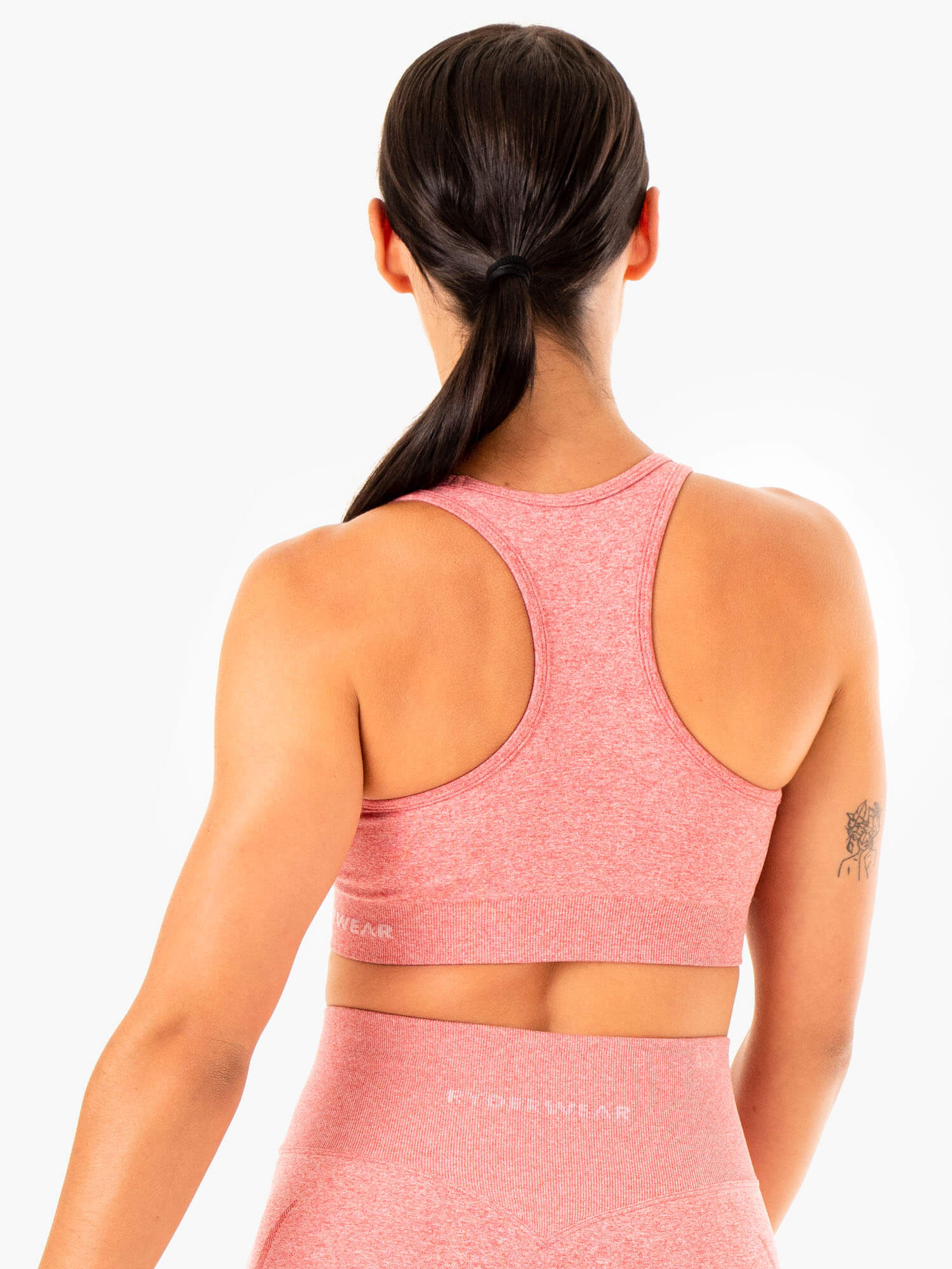 Staples Seamless Racerback Sports Bra for Women - Breathable Workout Top, Pink Marble Color | Yoga, Running, Gym & Activewear