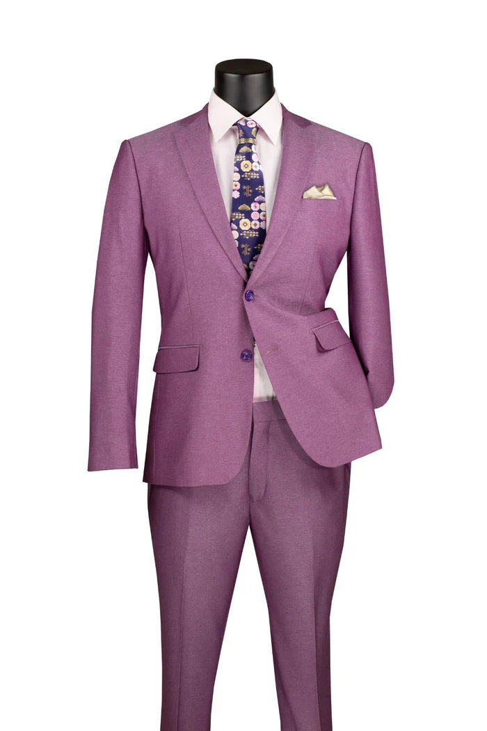 Men's Slim Fit Suit 2 Piece Single Breasted Purple - Formal Business Attire for Weddings, Office & Special Occasions
