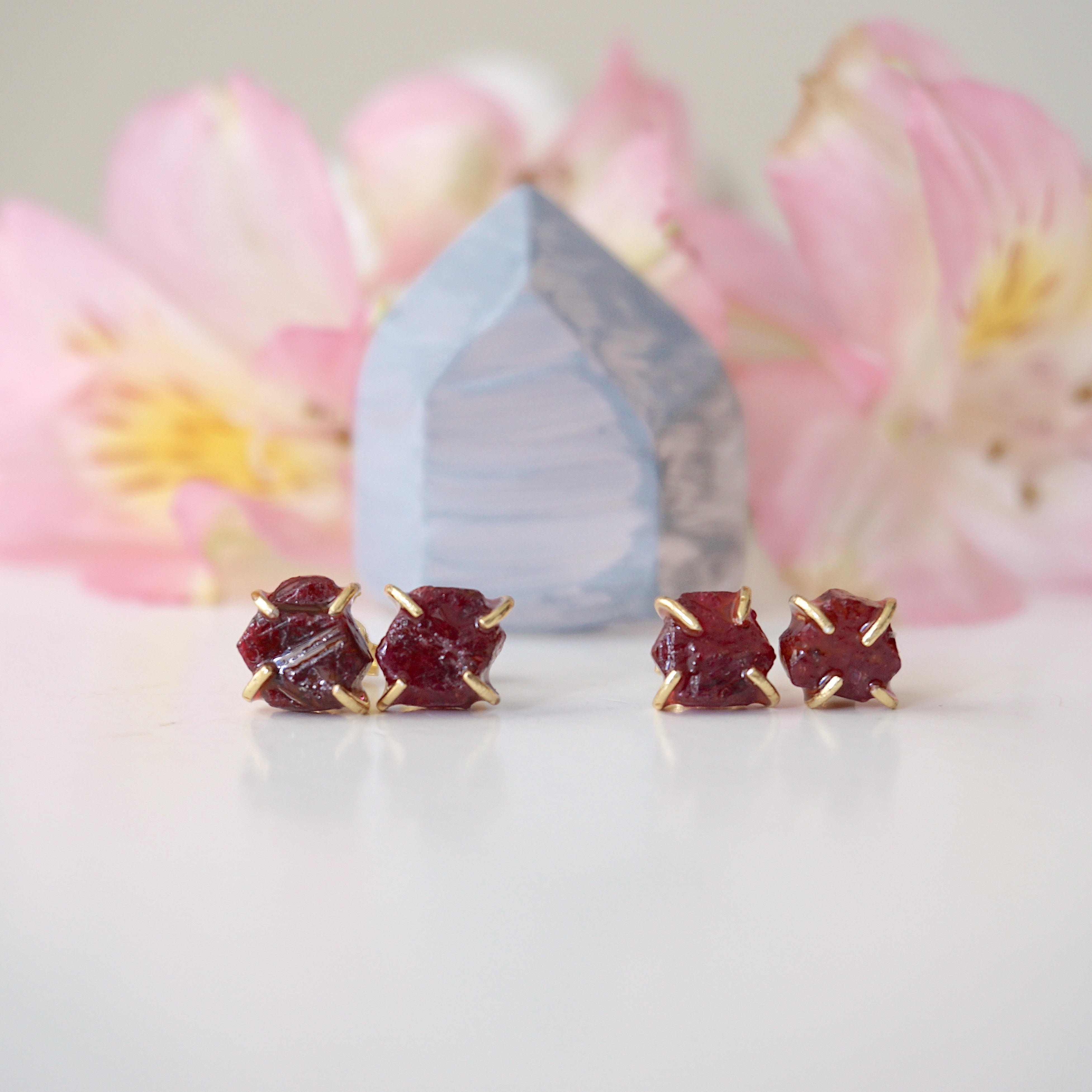 14K Gold Filled Pink Ruby Huggie Stud Earrings for Women - Elegant Everyday Jewelry Gift for Her, Perfect for Parties, Dates & Special Occasions