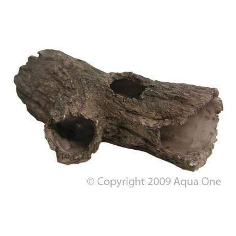 Aqua One Natural Driftwood Log with Holes 17x6cm - Reptile Hideout & Fish Tank Decor for Aquariums, Terrariums, and Vivariums
