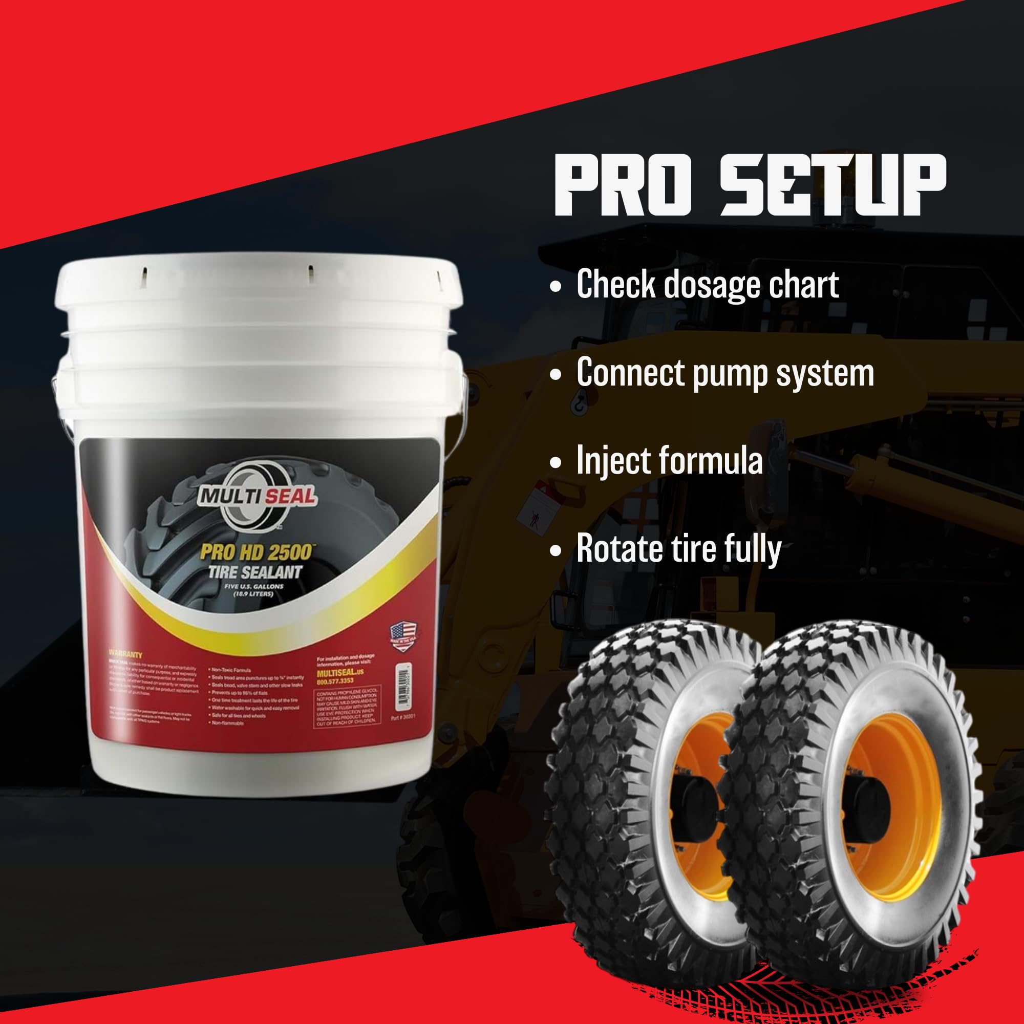 PRO HD 2500 Heavy Duty Tire Sealant - Industrial & Agricultural Grade, 5 Gallon Pail - Perfect for Tractors, Forklifts & Construction Equipment