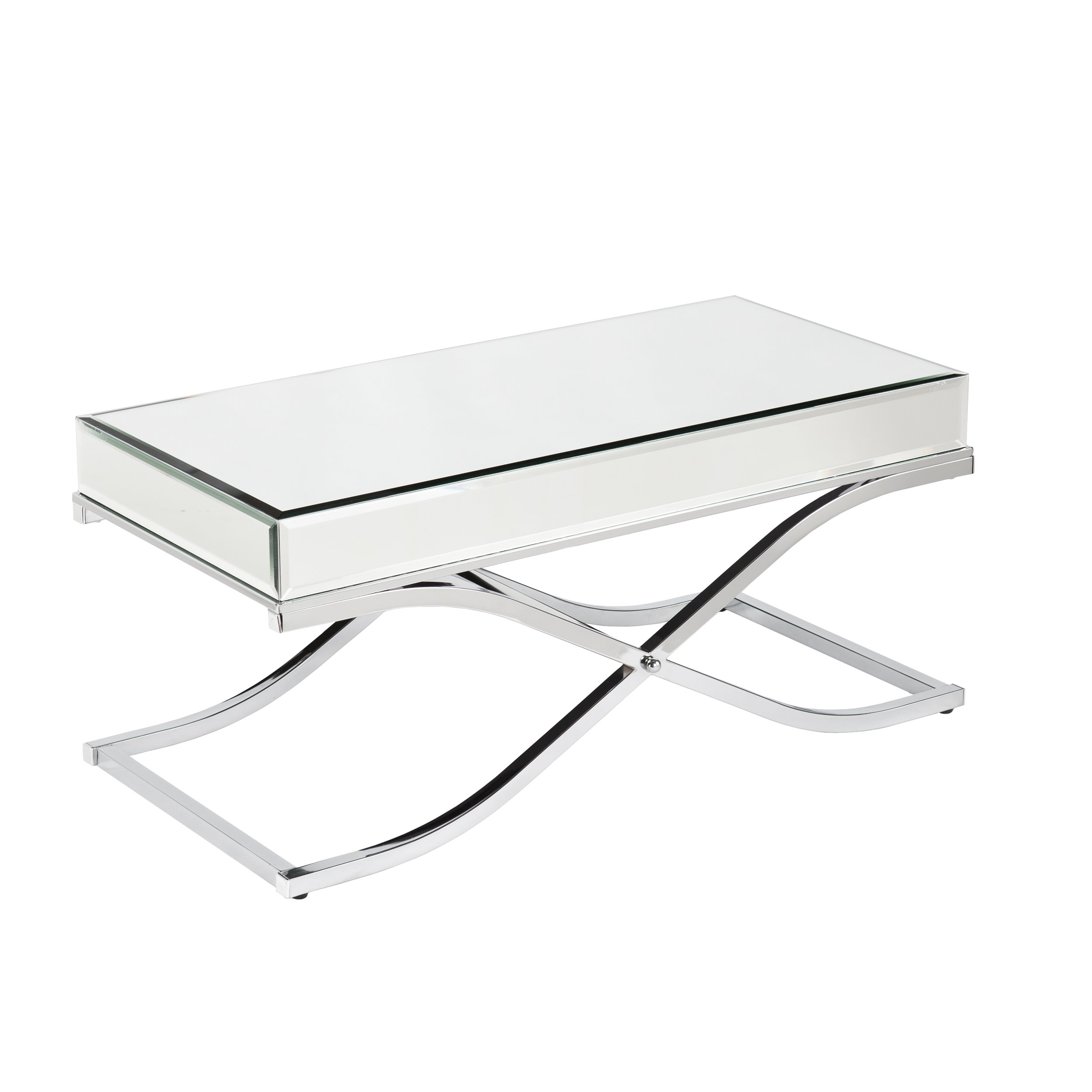 SEI Furniture Ava Chrome Mirrored Coffee Table - Modern Cocktail Table for Living Room, Bedroom & Office Decor