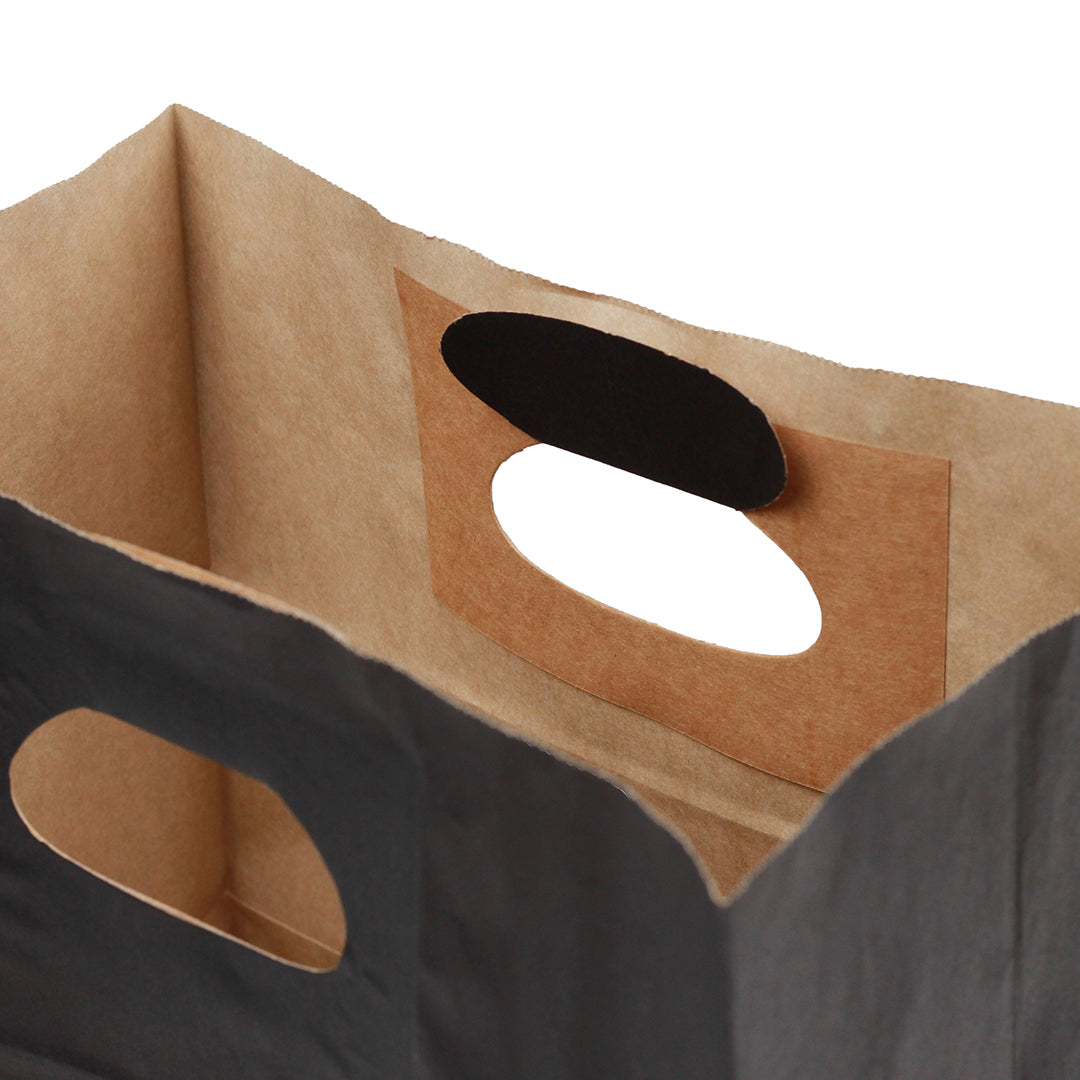 Premium Rectangle Black Paper Take Out Bags with Handles - 11