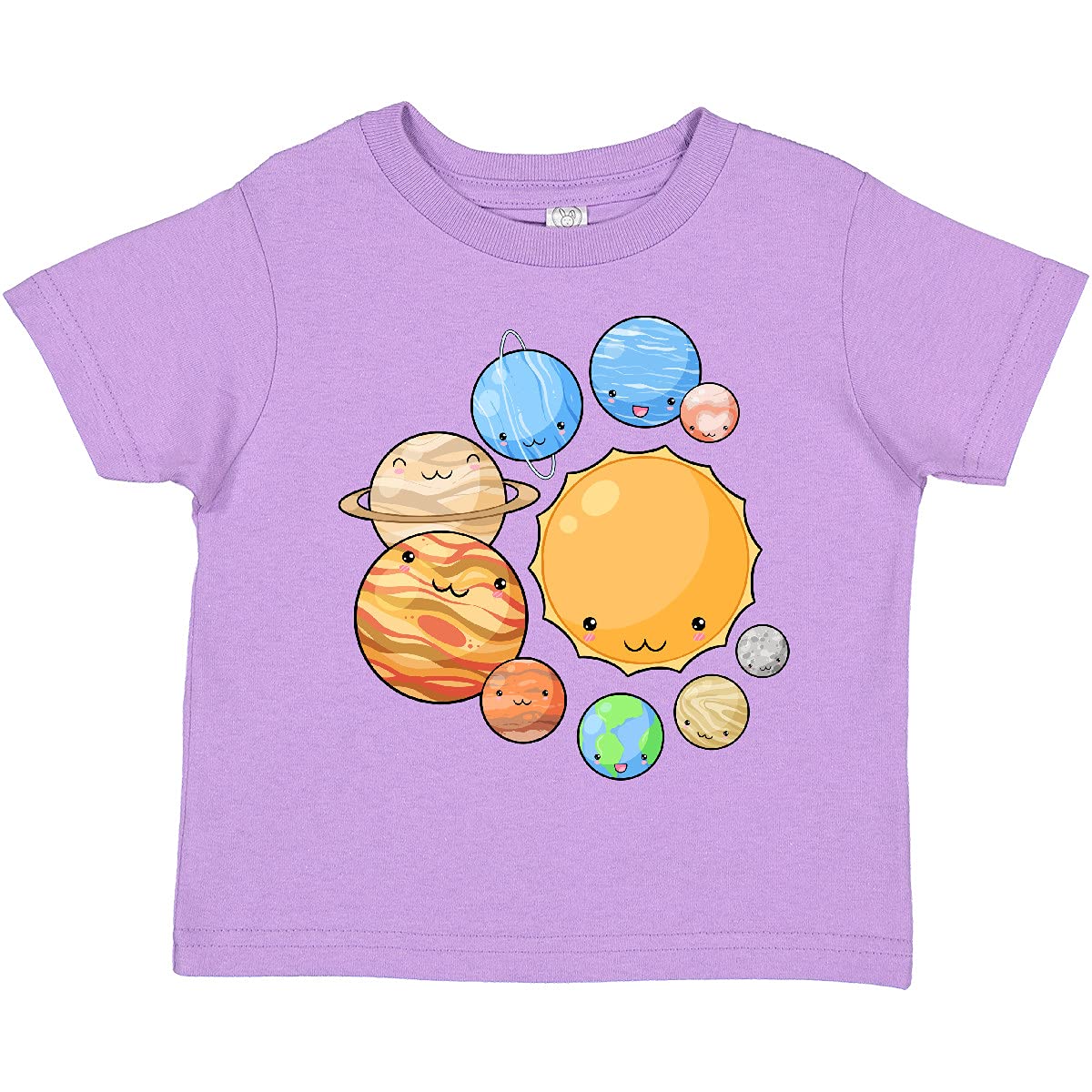 Inktastic Cute Sun and Planets Toddler T-Shirt - Fun Space Themed Kids Tee for Boys & Girls - Soft Cotton Toddler Shirt for Playdates, Daycare & Outdoor Adventures