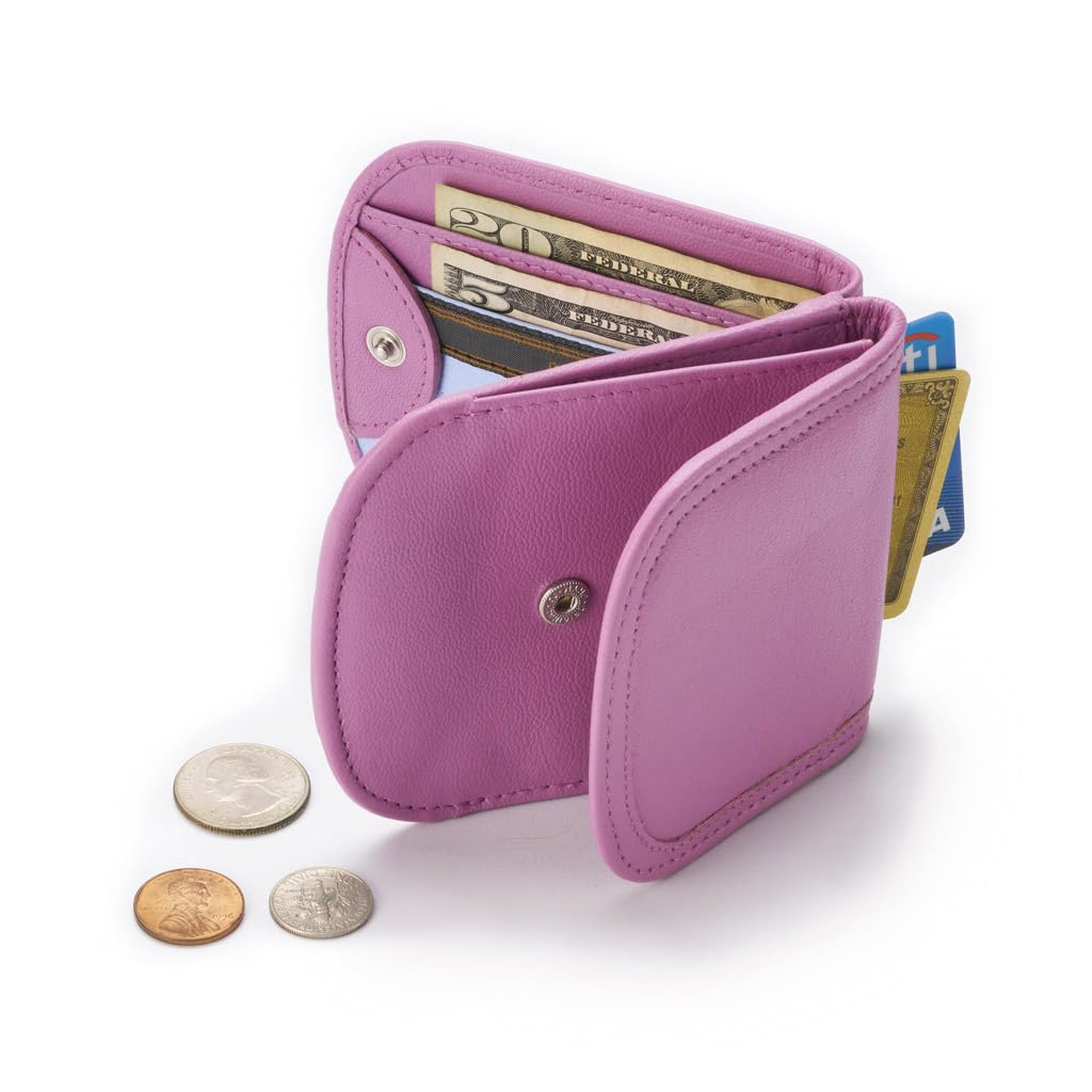 Taxi Wallet® TW03-SOFT LAVENDER - Slim Leather Front Pocket Wallet for Men & Women - Holds Credit Cards, Cash, Coins & ID - Compact RFID Blocking Bifold Wallet - Perfect for Travel, Work & Everyday Use