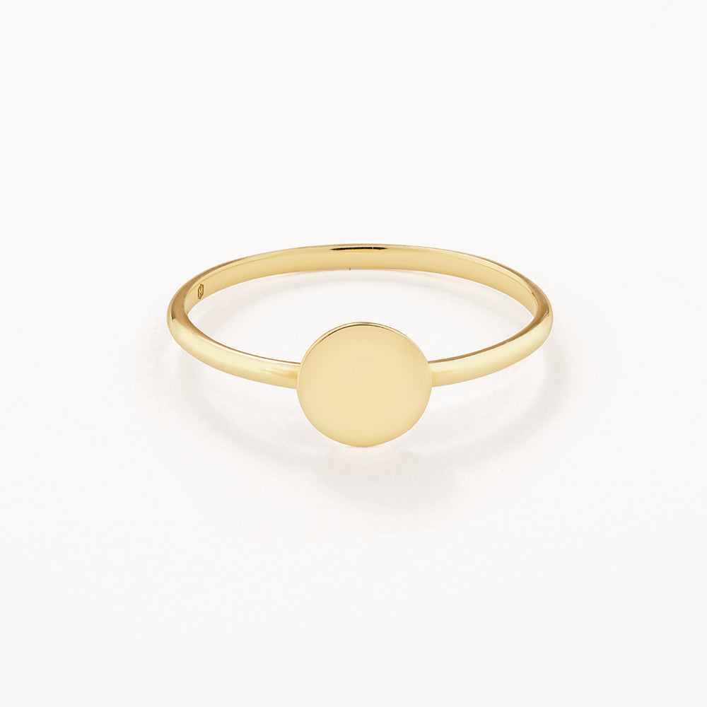 10k Gold Mini Engravable Disc Ring - Personalized Jewelry Gift for Women, Engraved Nameplate Ring for Anniversary, Wedding, Birthday - Perfect for Everyday Wear & Special Occasions
