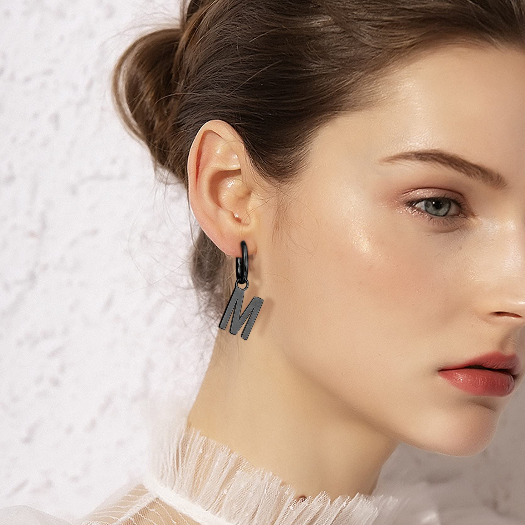 GoldChic Women's Stainless Steel Initial Letter Hoop Drop Earrings - U-Shape Alphabet Statement Jewelry for Everyday Wear & Gift Giving | Perfect for Birthdays, Anniversaries, and Special Occasions