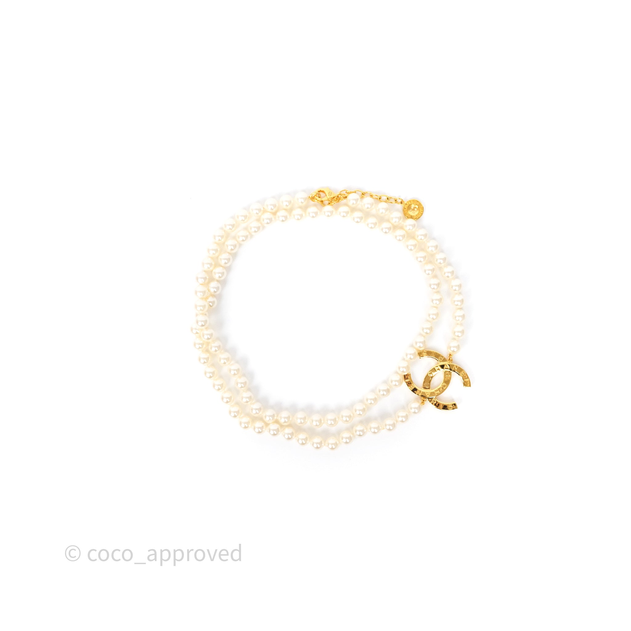 Chanel CC Pearl Long Necklace in Gold Tone - Elegant Fashion Jewelry for Women | Perfect for Parties, Weddings & Special Occasions
