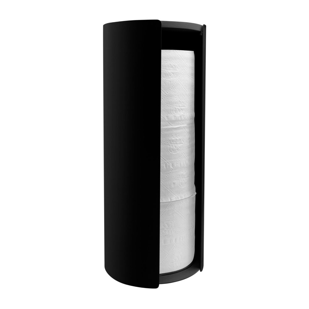 Wall Mounted Toilet Paper Holder - Space Saving Bathroom Organizer with Easy Installation, Black - Perfect for Small Bathrooms, RVs & Apartments
