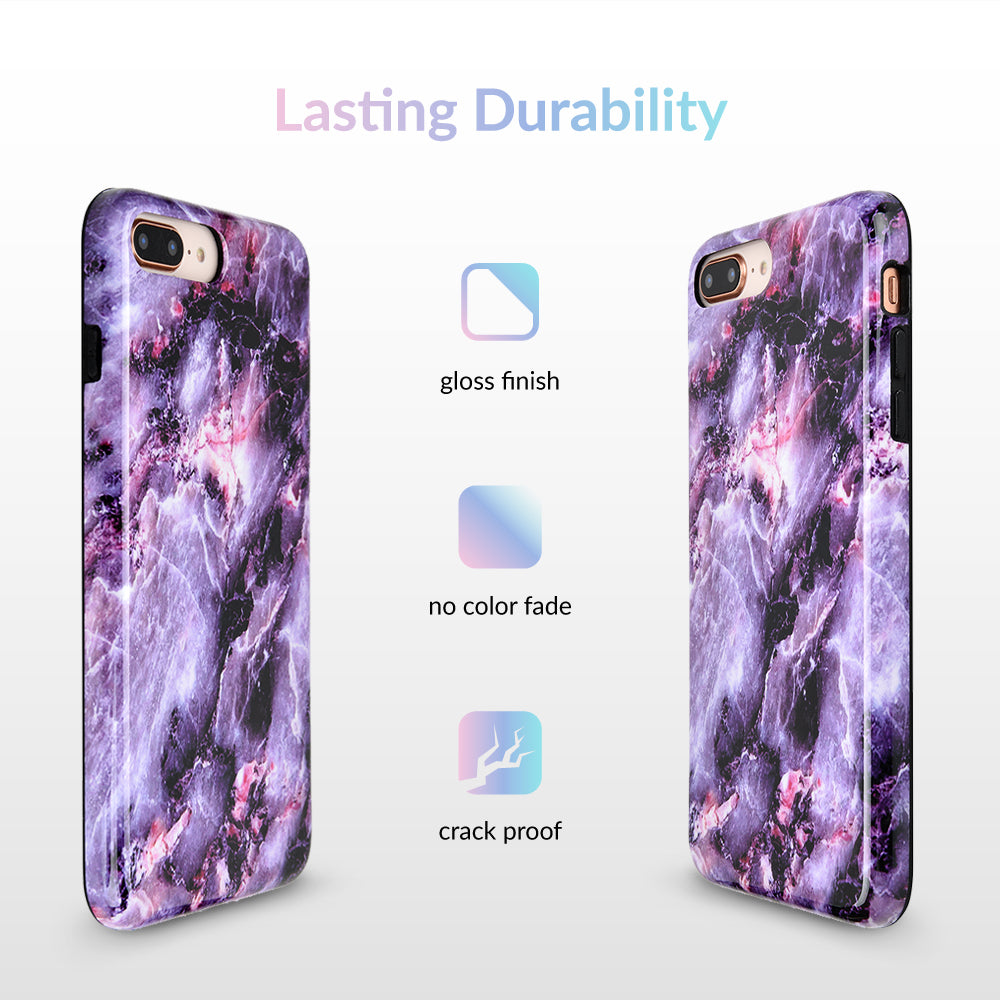 Premium Purple Stone Marble iPhone Case - Elegant & Durable Protective Cover for iPhone [Model Numbers] - Perfect for Work, Travel & Everyday Use