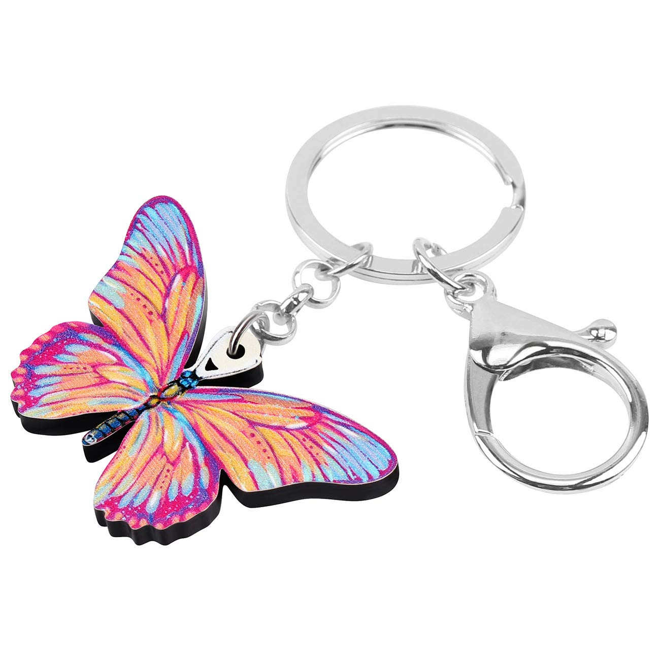 Enamel Metal Butterfly Keychain Rings for Women & Girls - Stylish Car, Purse & Bag Charms - Elegant Purple Pendant for Everyday Use & Gifts