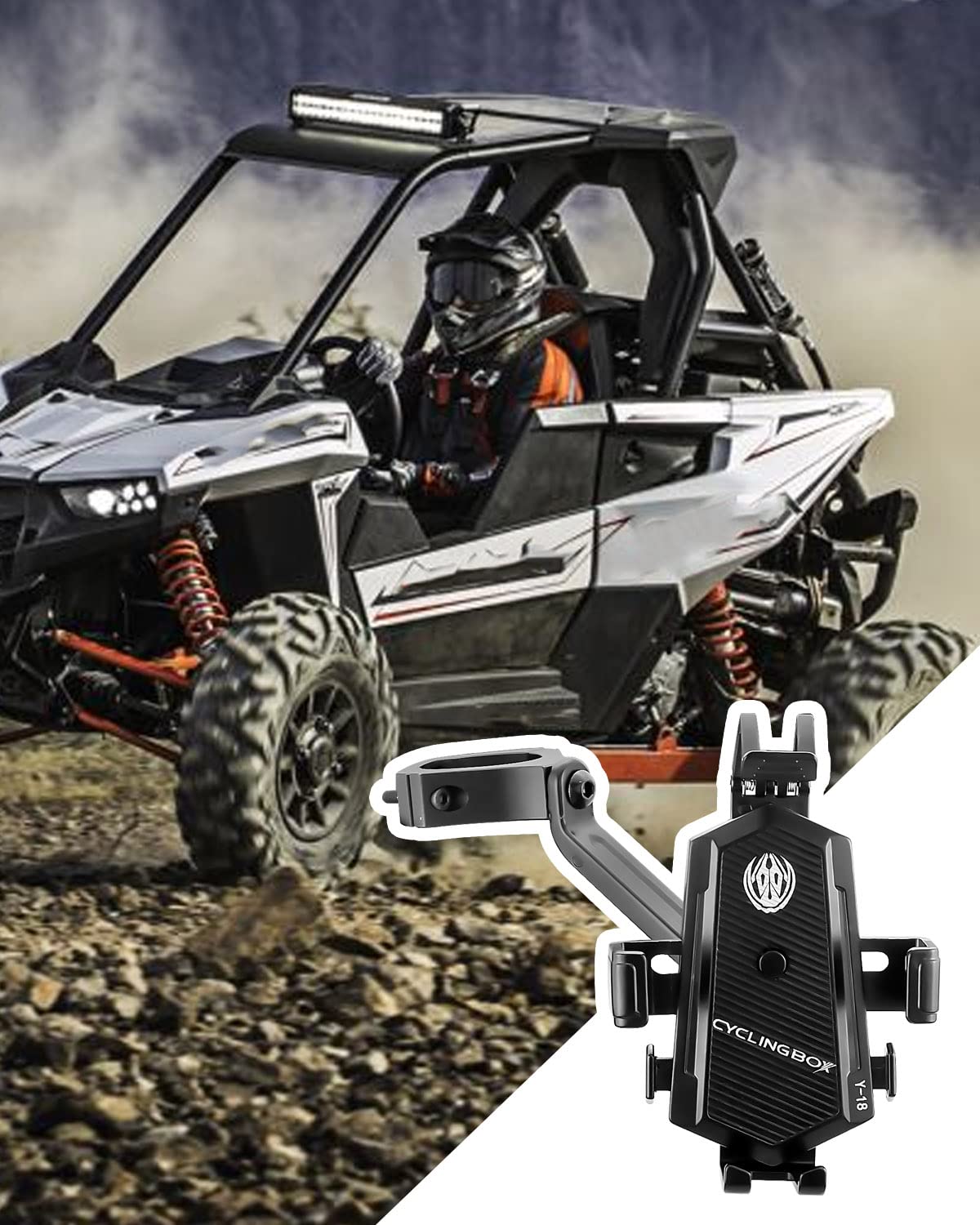 Universal UTV ATV Phone Mount - Heavy Duty 360° Rotating Aluminum Phone Holder for 1.75-2
