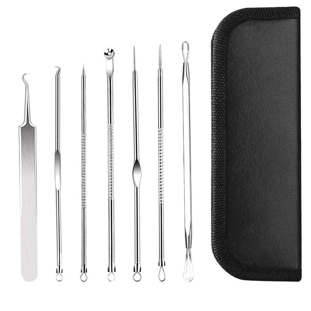 7PCS Blackhead Remover Kit - Stainless Steel Blemish & Acne Extractor Tool for Women & Girls | Perfect for Facial Care & Pimple Removal at Home