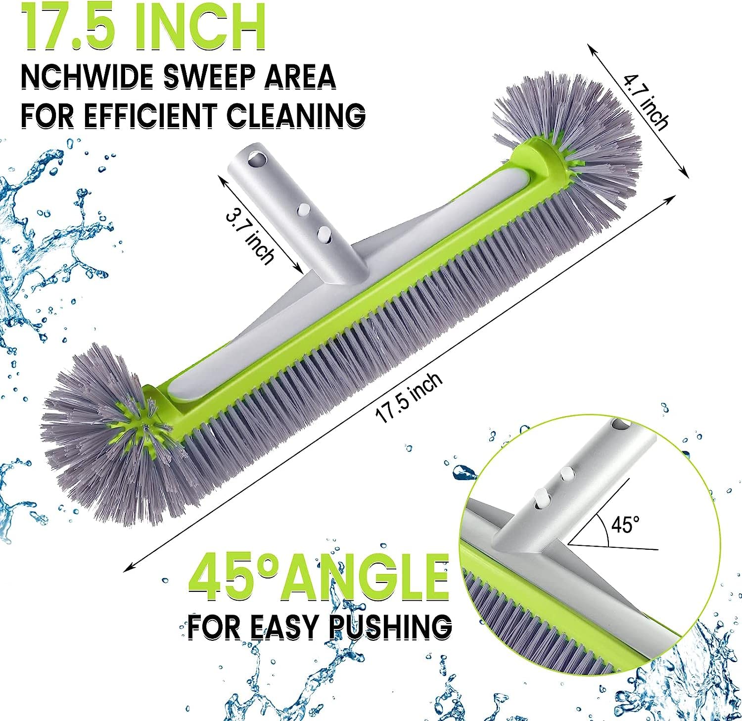 Professional Swimming Pool Brush Head with Round Ends - 17.5