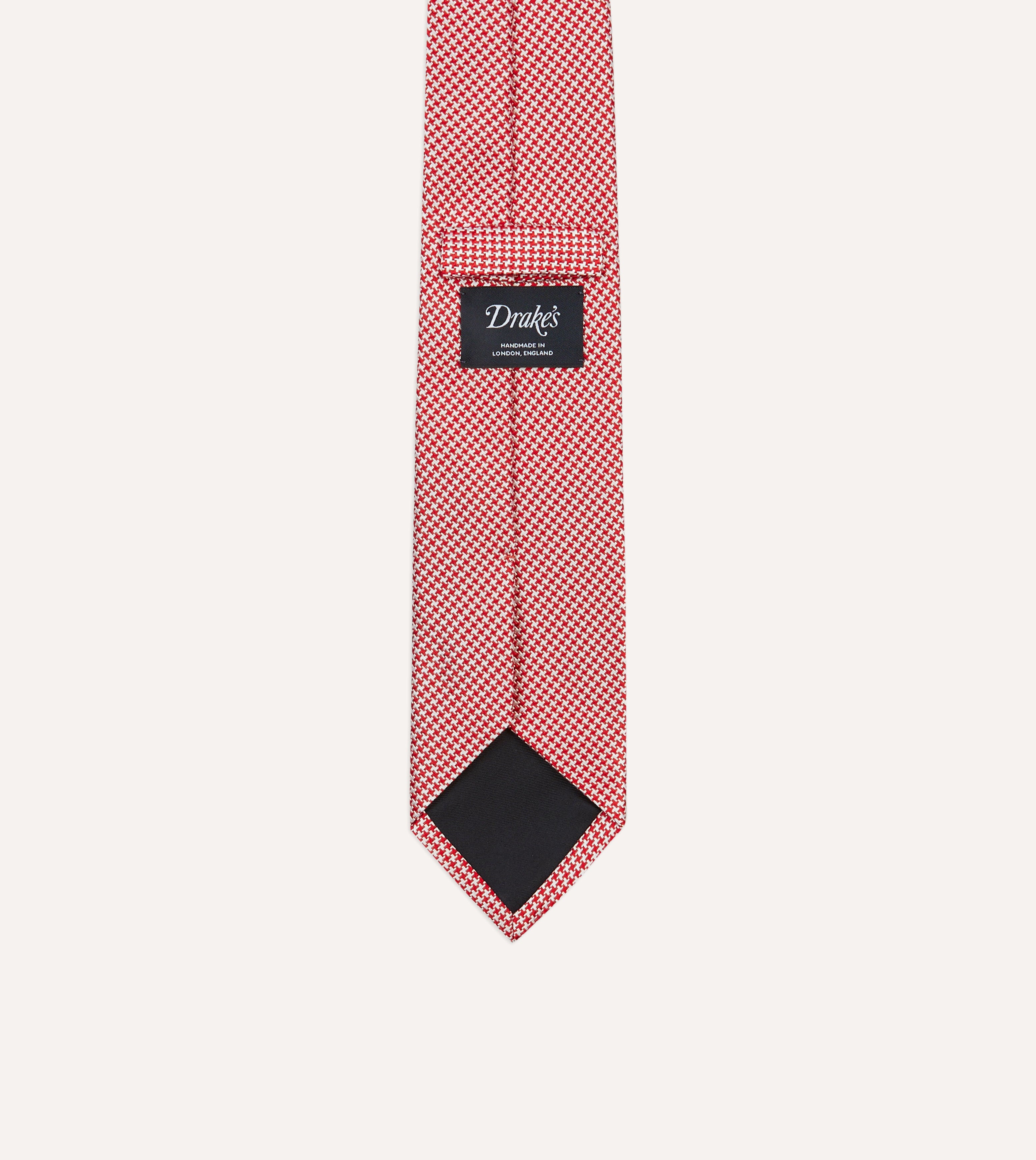 Premium Red Houndstooth Mogador Silk Tipped Necktie - Elegant Formal Tie for Business, Weddings & Special Occasions