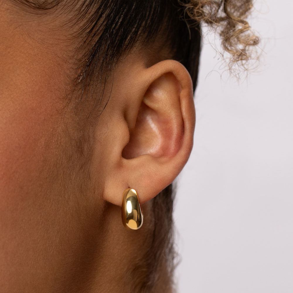 Gold Dome Huggie Hoop Earrings for Women - Minimalist Huggie Hoops for Everyday Wear, Gift Giving & Special Occasions