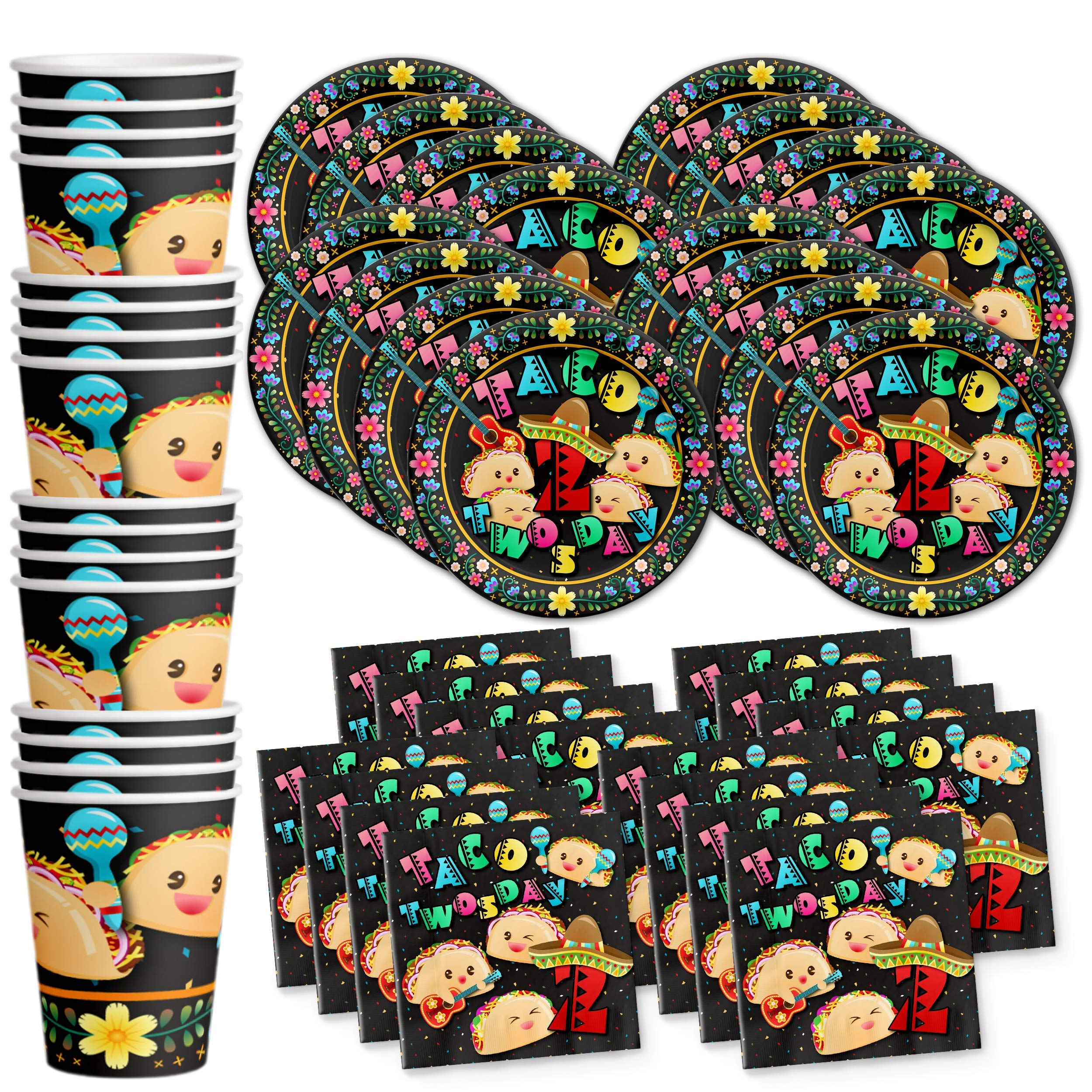Taco Tuesday 2nd Birthday Party Supplies Set - 16-Piece Tableware Kit with Plates, Napkins & Cups - Perfect for Themed Parties & Celebrations