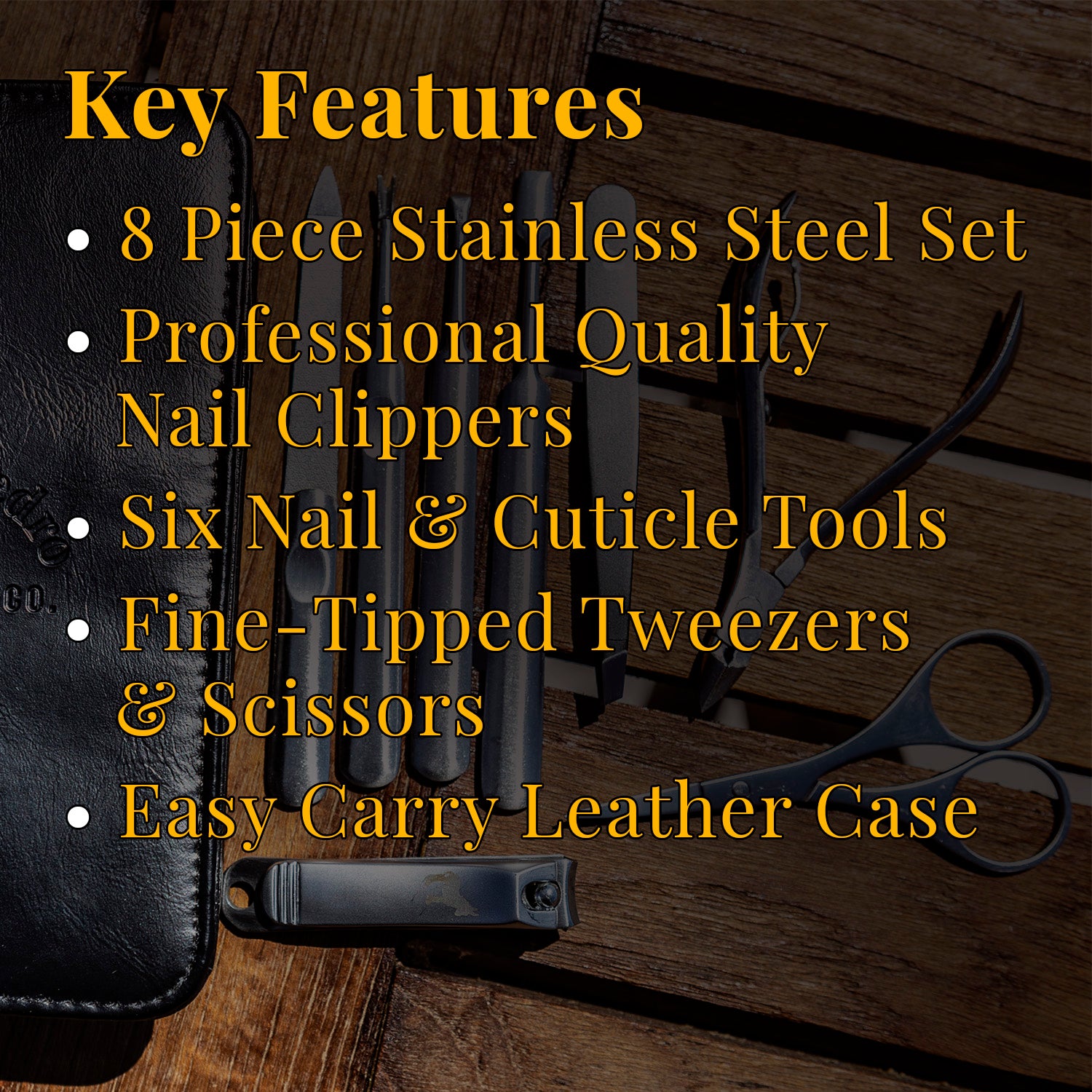 8 Piece Professional Manicure Set with Nail Clippers, Files & Cuticle Tools - Perfect for Home & Salon Nail Care