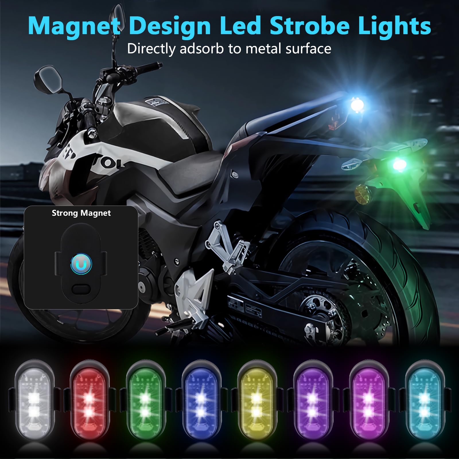 LECART 4 Pack Wireless LED Lights for Cars, Motorcycles, Bikes, Drones & Scooters - Rechargeable Anti-Collision Strobe Warning Lights with Remote Control | Magnetic Emergency Flashing Lights for Night Riding, Road Safety & Vehicle Visibility