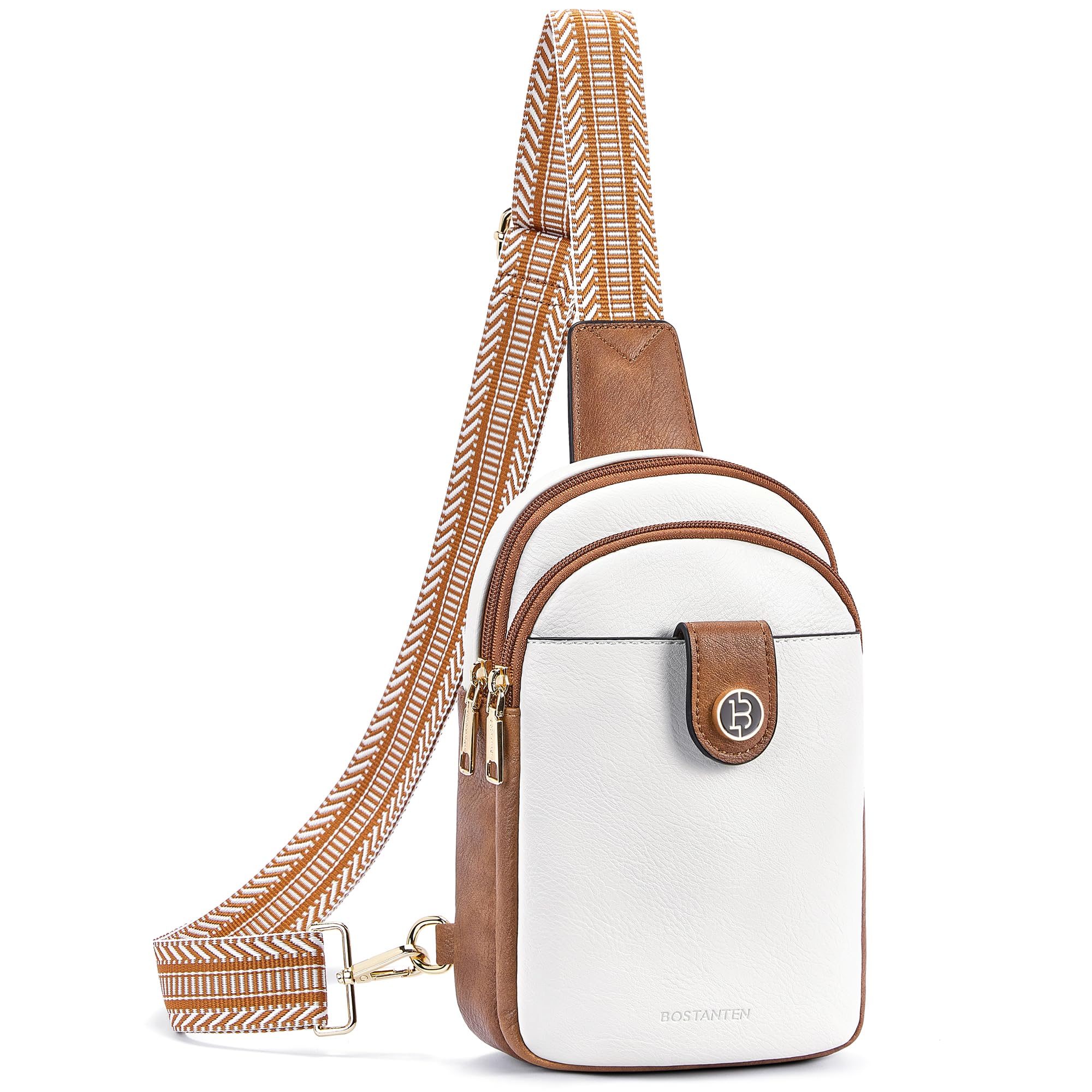 BOSTANTEN Women's Vegan Leather Crossbody Sling Bag - Large Fanny Pack Purse for Travel, Work & Everyday Use