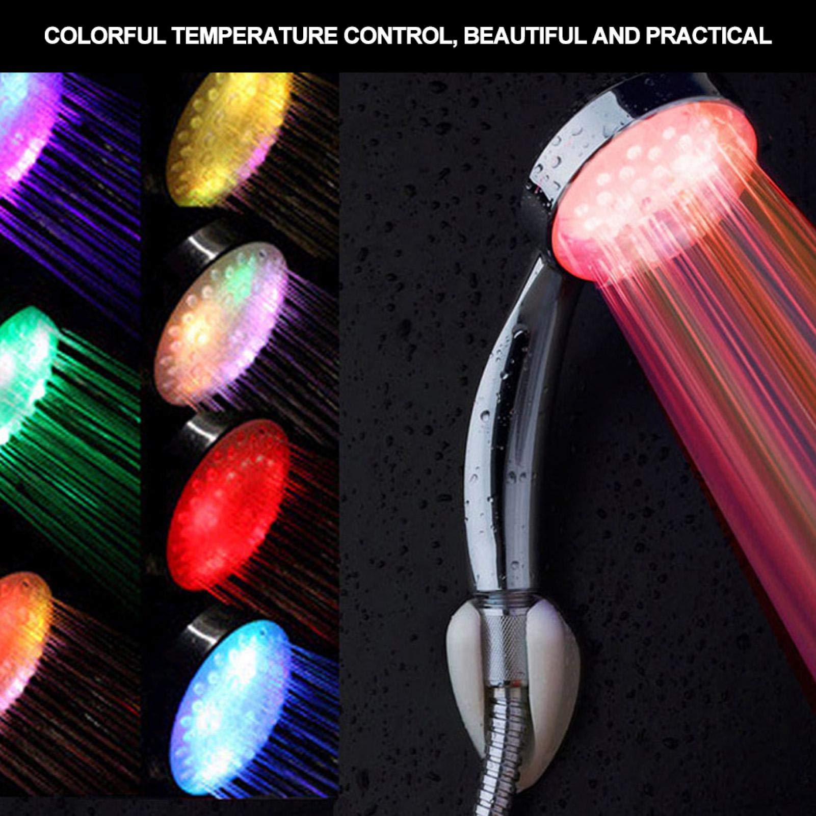 7 Color Changing LED Shower Head with High Pressure & Water Saving - Universal Handheld Shower for Relaxing Bath & Spa Experience at Home
